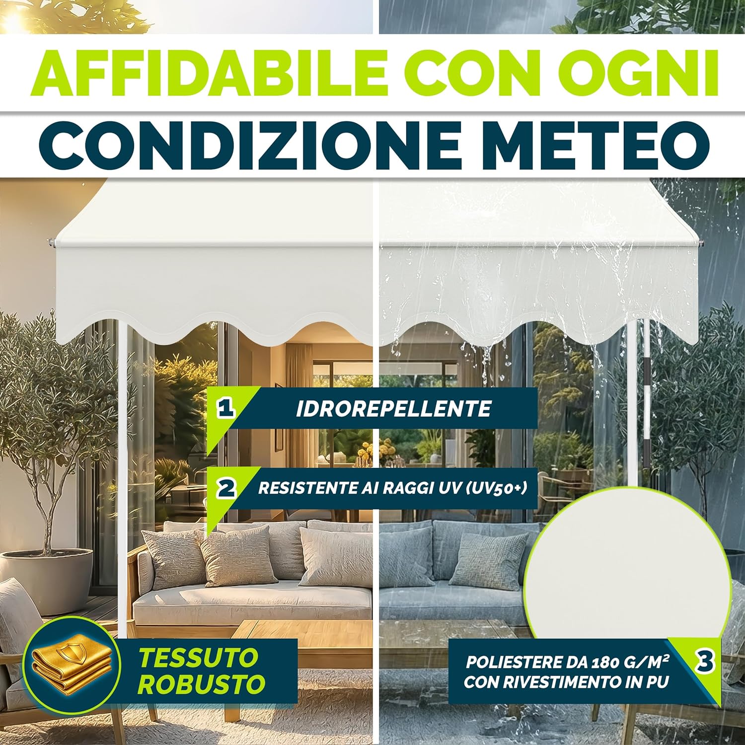 Thumbnail 3 de tillvex Tenda da sole a bracci con manovella 150 cm (senza forare) regolabile in altezza