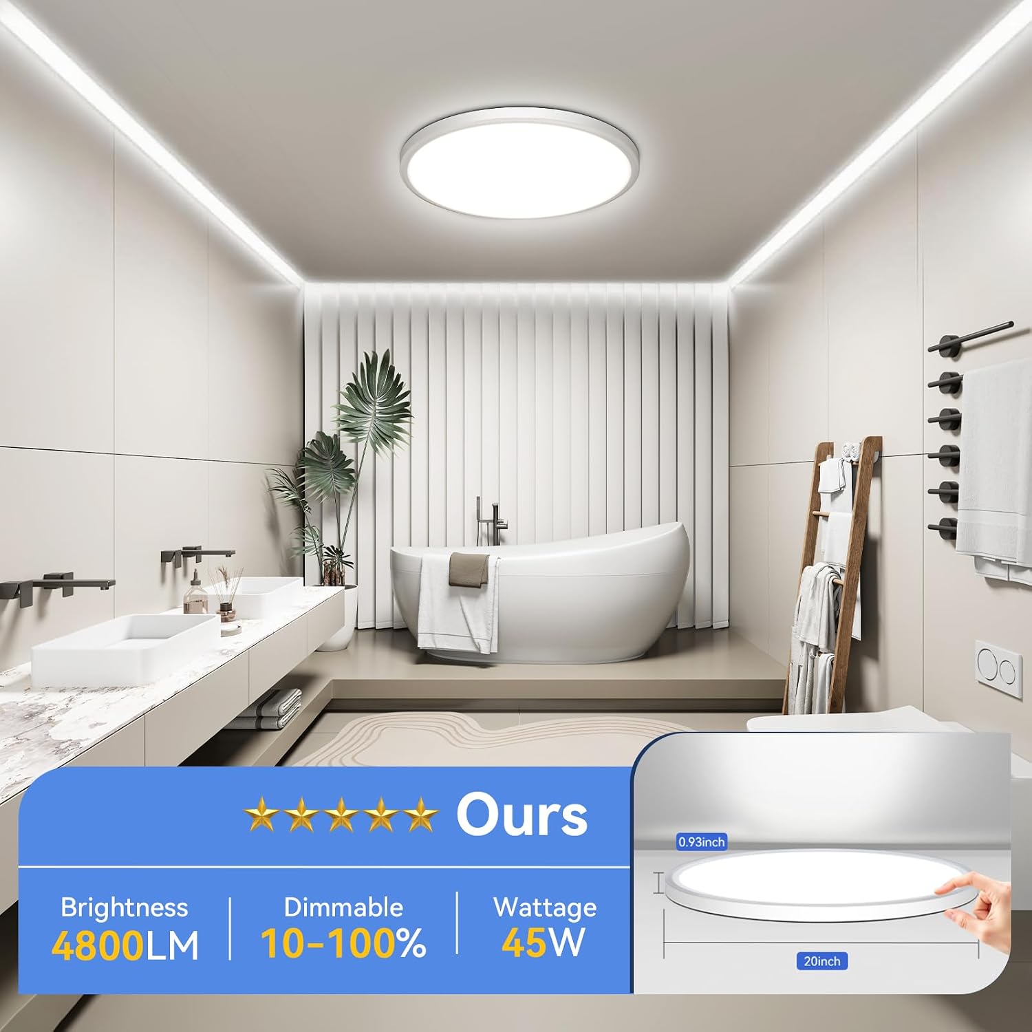 Thumbnail 6 de hunhun HH-TGXXD-20IN-CA 20-Inch LED Flush Mount Ceiling Light, Dimmable, 2-Pack