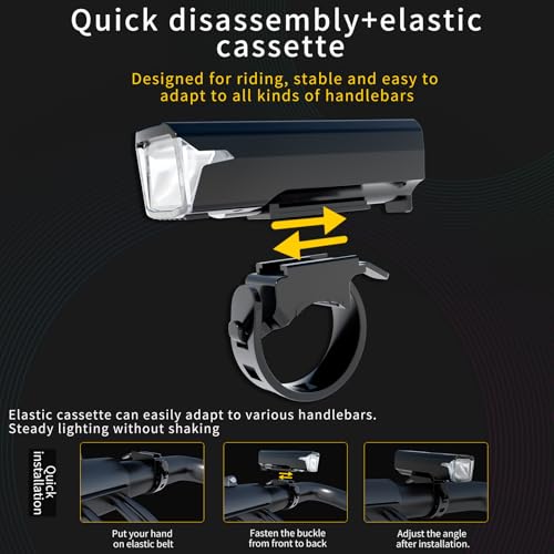 Detalle de Chasinglee Luci Bici Ricaricabili USB 2000 Lumen: luci anteriore e posteriore, impermeabili IPX5