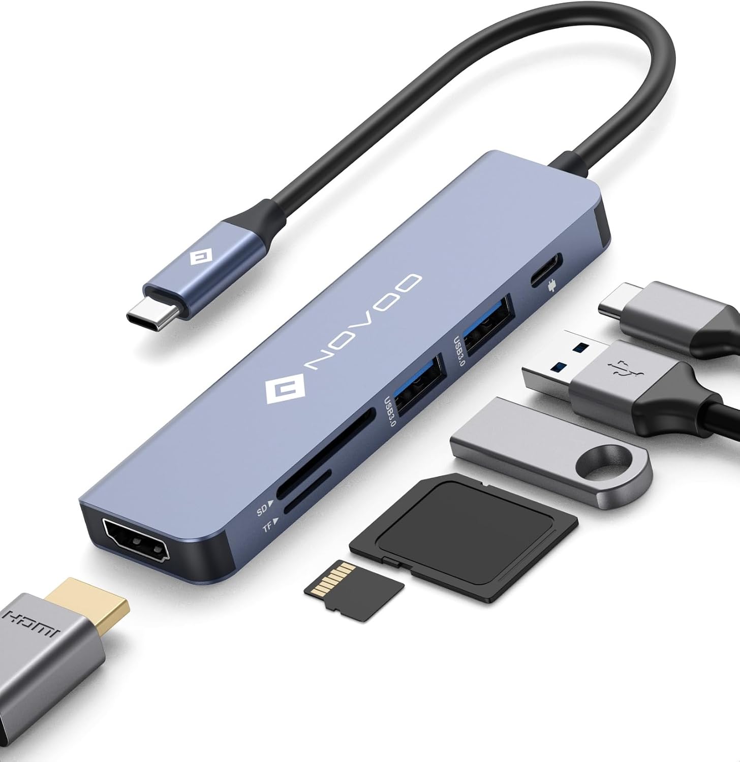 Hub USB C NOVOO Multiporta 6 in 1