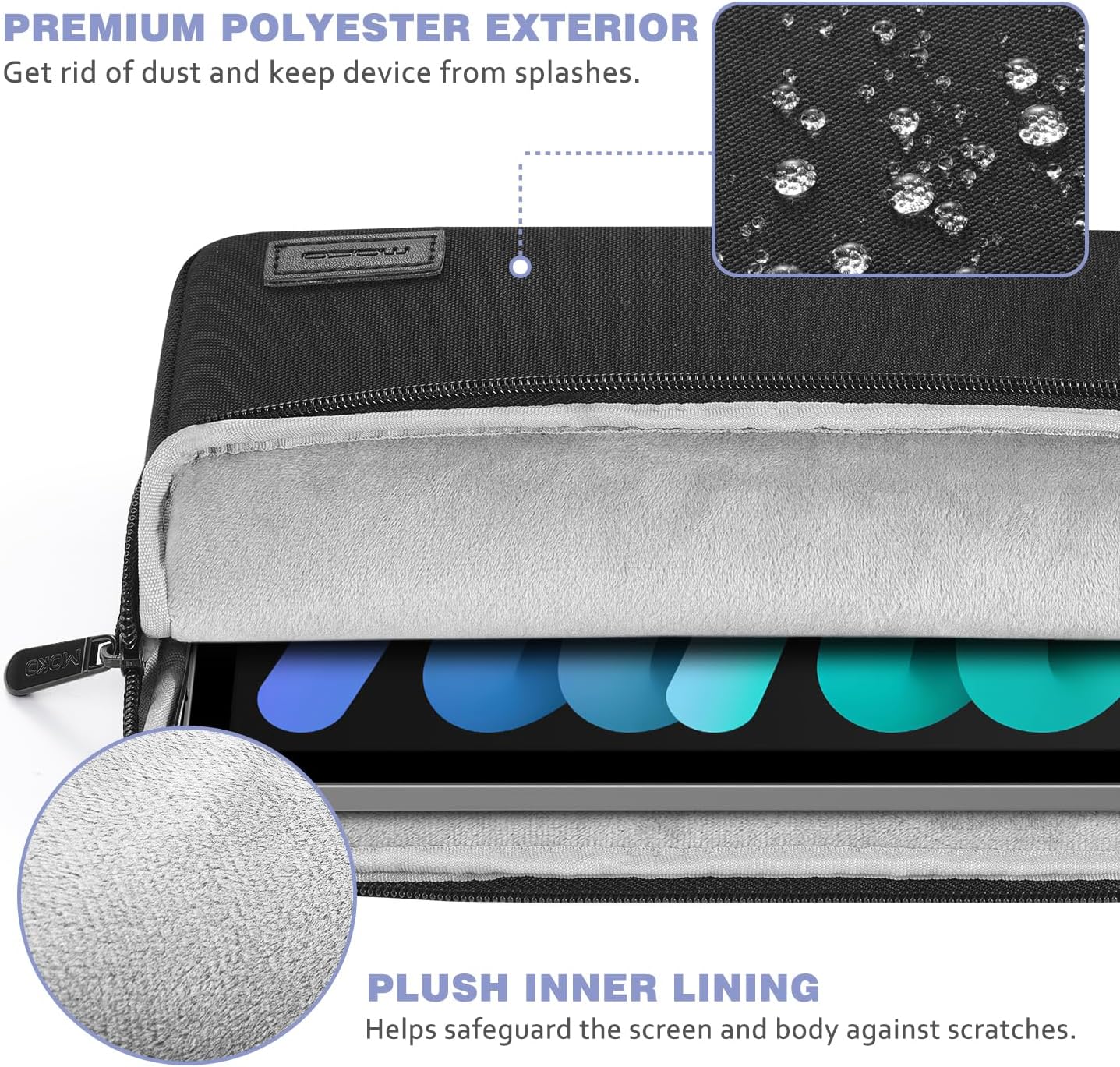 Thumbnail 2 de MoKo 9–11 inch Tablet Sleeve Bag Carrying Case (Black) – for 11" iPad Air/Pro and similar sizes