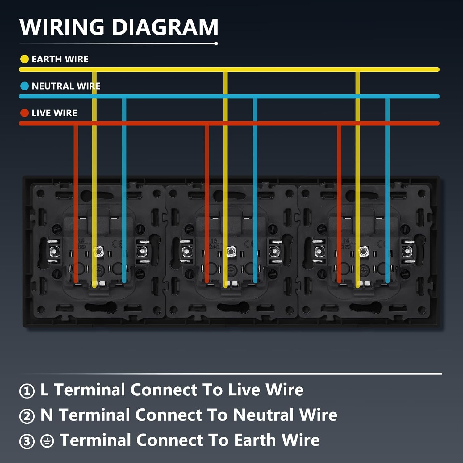 Thumbnail 6 de BSEED Schuko Mehrfachsteckdose Unterputz 3-fach Schwarz