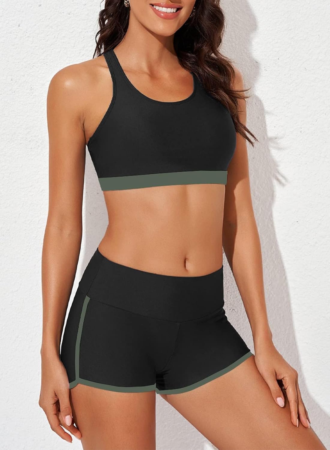 Detalle 2 de Aleumdr 3‑Piece Athletic Tankini with Shorts