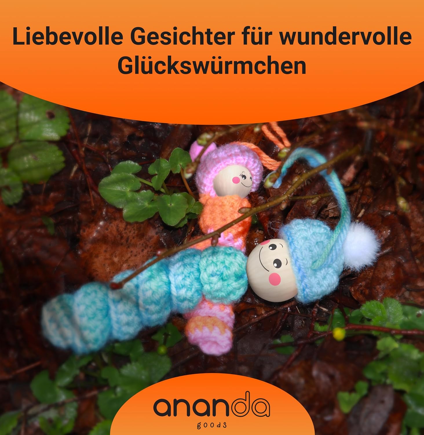 Detalle de Ananda Goods 120 Holzperlen mit Gesicht 20mm