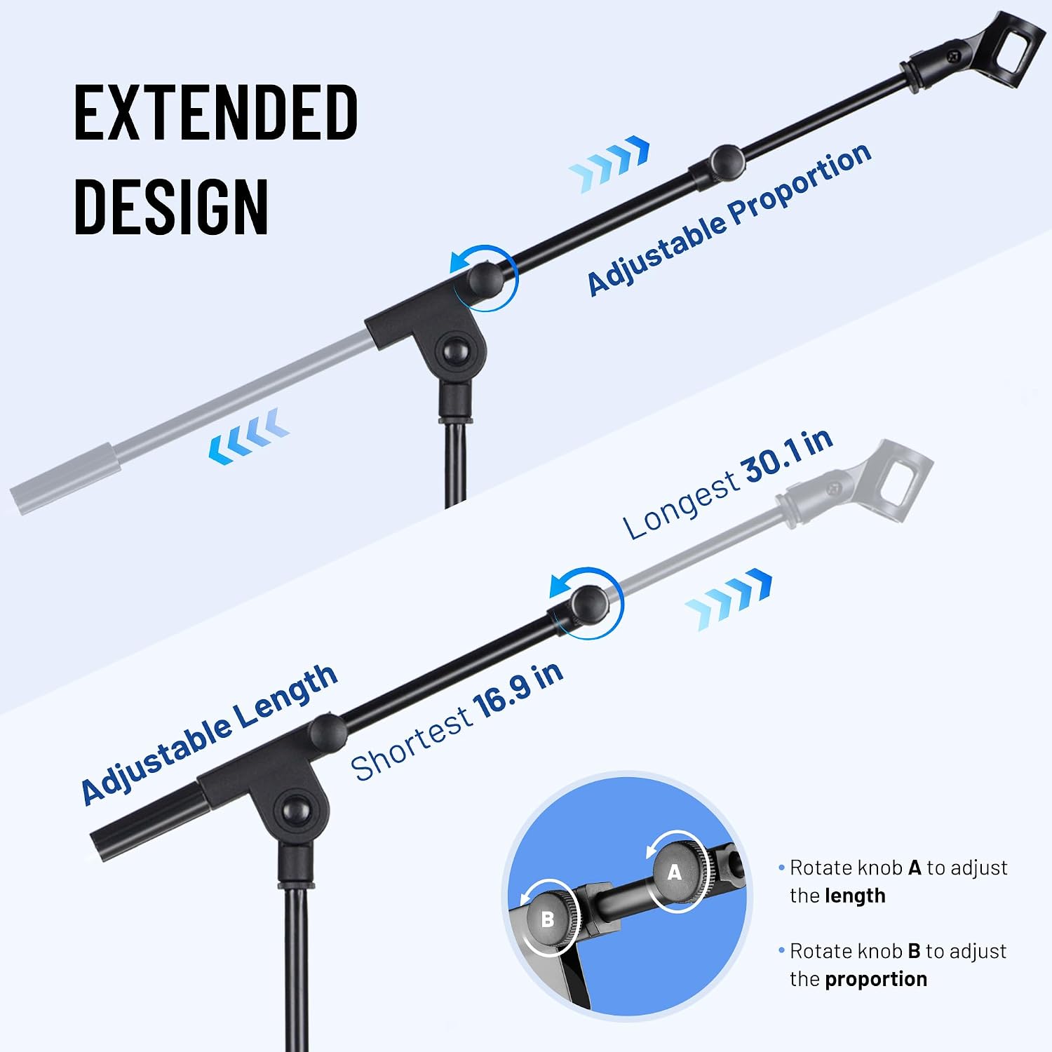 Detalle de CAHAYA CY0239 Adjustable Tripod Microphone Stand with Boom Arm and Carrying Bag