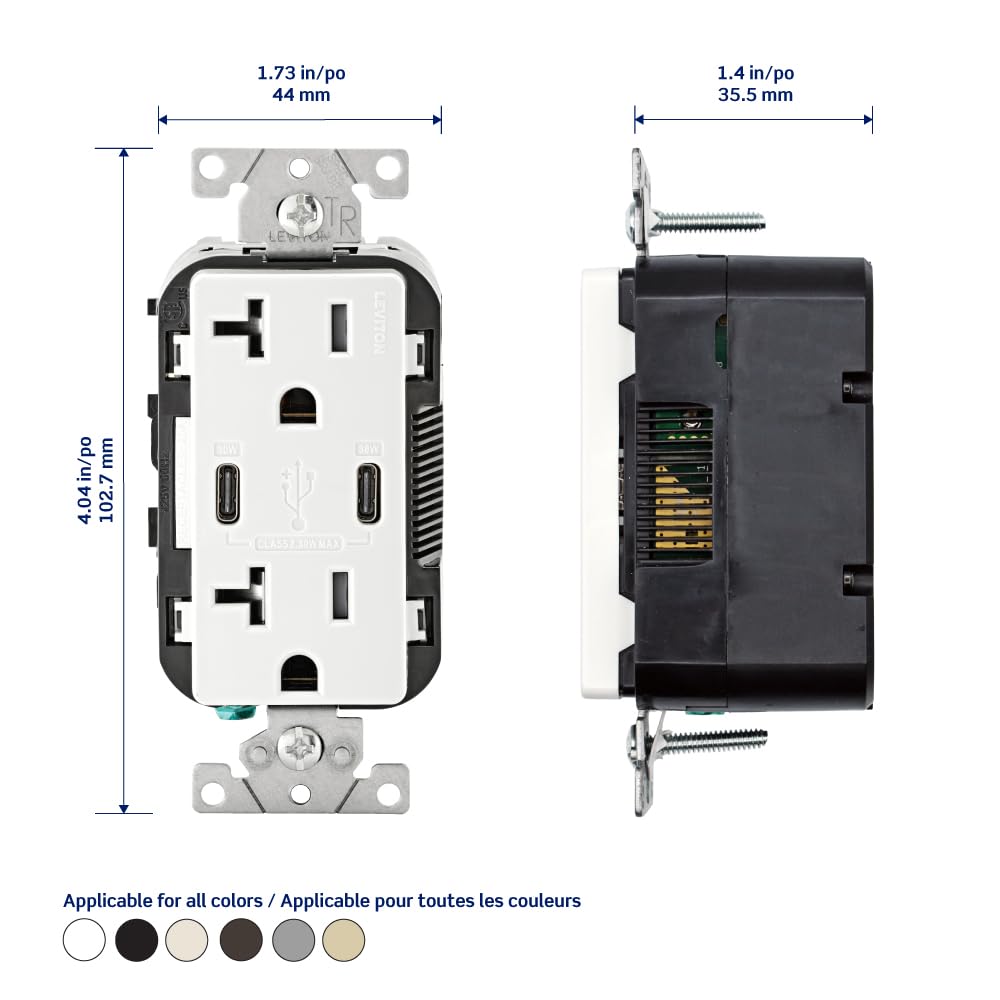Detalle 2 de Leviton USB outlet T5835-BE