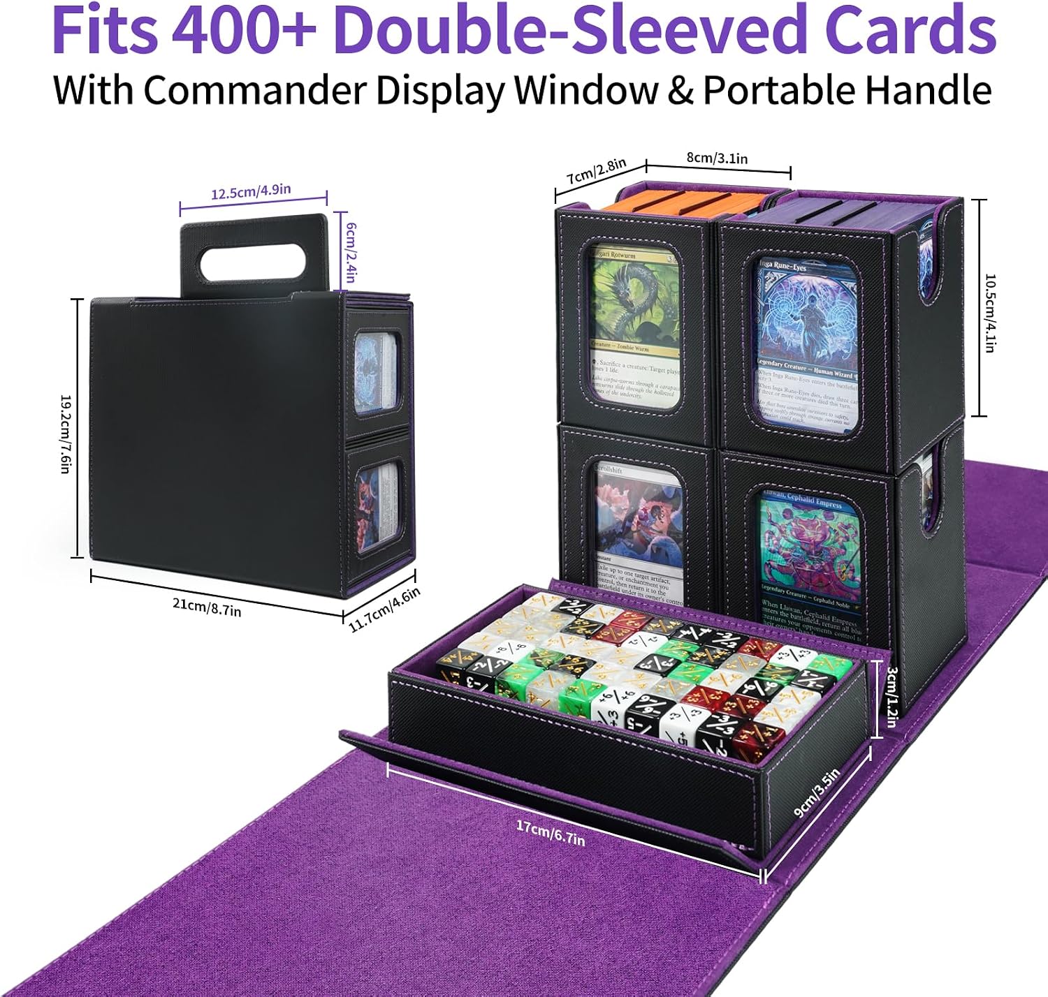 Thumbnail 1 de AFIING Commander Deck Box Holds 400+ Cards 🎴