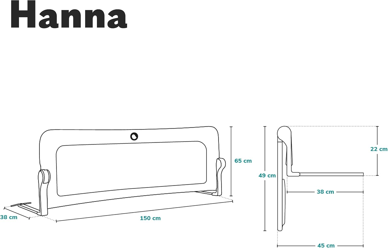 Thumbnail 5 de LIONELO Bed Rail Guard Hanna 150L x 66H cm: Extra-Tall Universal Safety Barrier