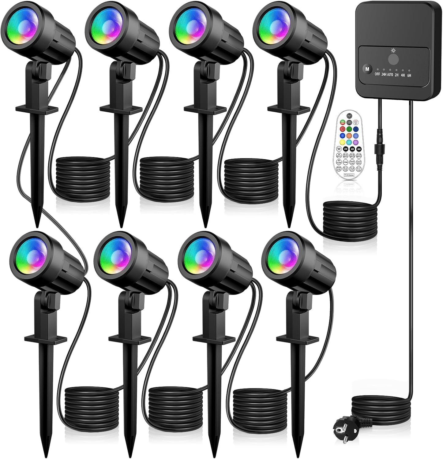 Detalle de MEIKEE SP01RB RGB-tuinspots: set van 8 met afstandsbediening en IP66