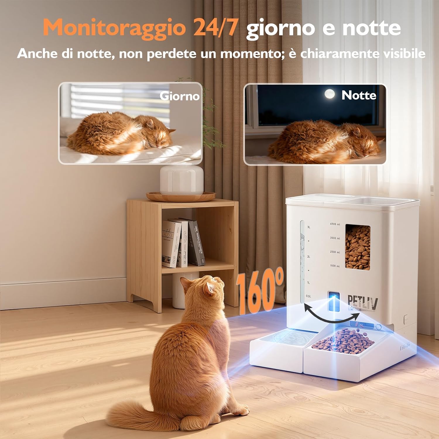 Detalle de PETLIV Distributore Automatico Cibo Gatti con Telecamera 2K e 5L/4L