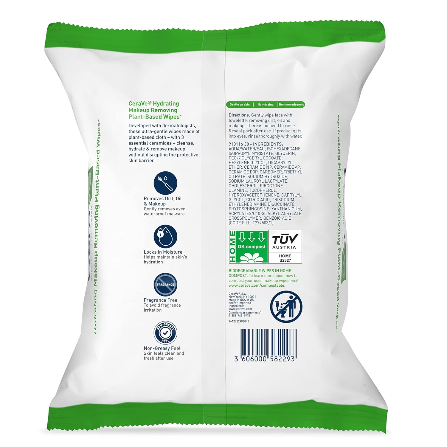 Thumbnail 1 de CeraVe Makeup Remover Wipes — Plant-Based, Fragrance-Free Hydrating Face Cleansing Wipes (25 ct)