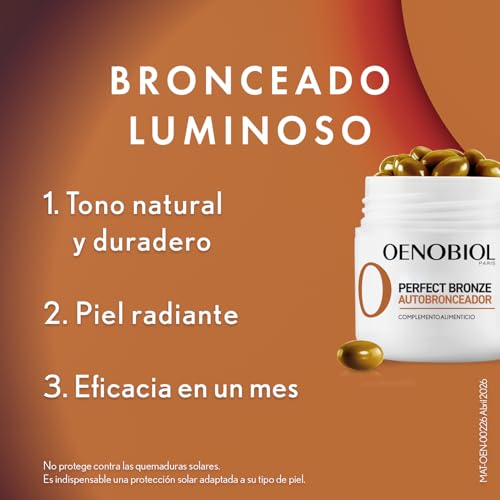 Detalle de OENOBIOL PERFECT BRONZE DUO Autobronceador: acelerador de bronceado corporal y facial, 60 cápsulas