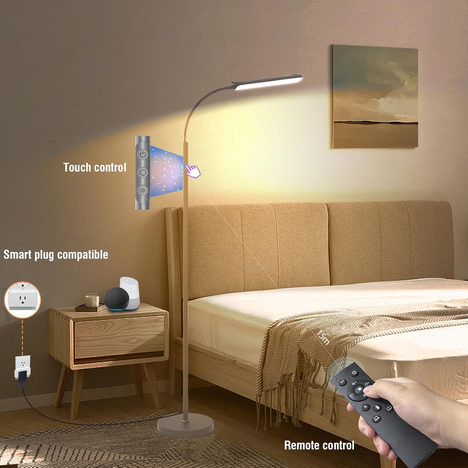 Detalle 2 de marctronic Grau LED Stehlampe 18 W dimmbar