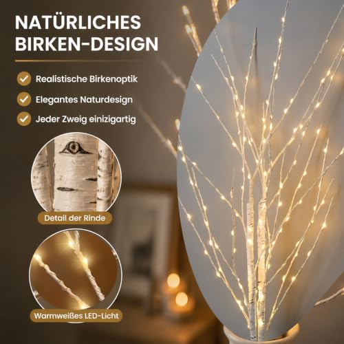 Detalle de Afaiup 2 Stück Lichterbaum innen 132LEDs Lichterzweige mit Timer – warmweißes Dekor-Set