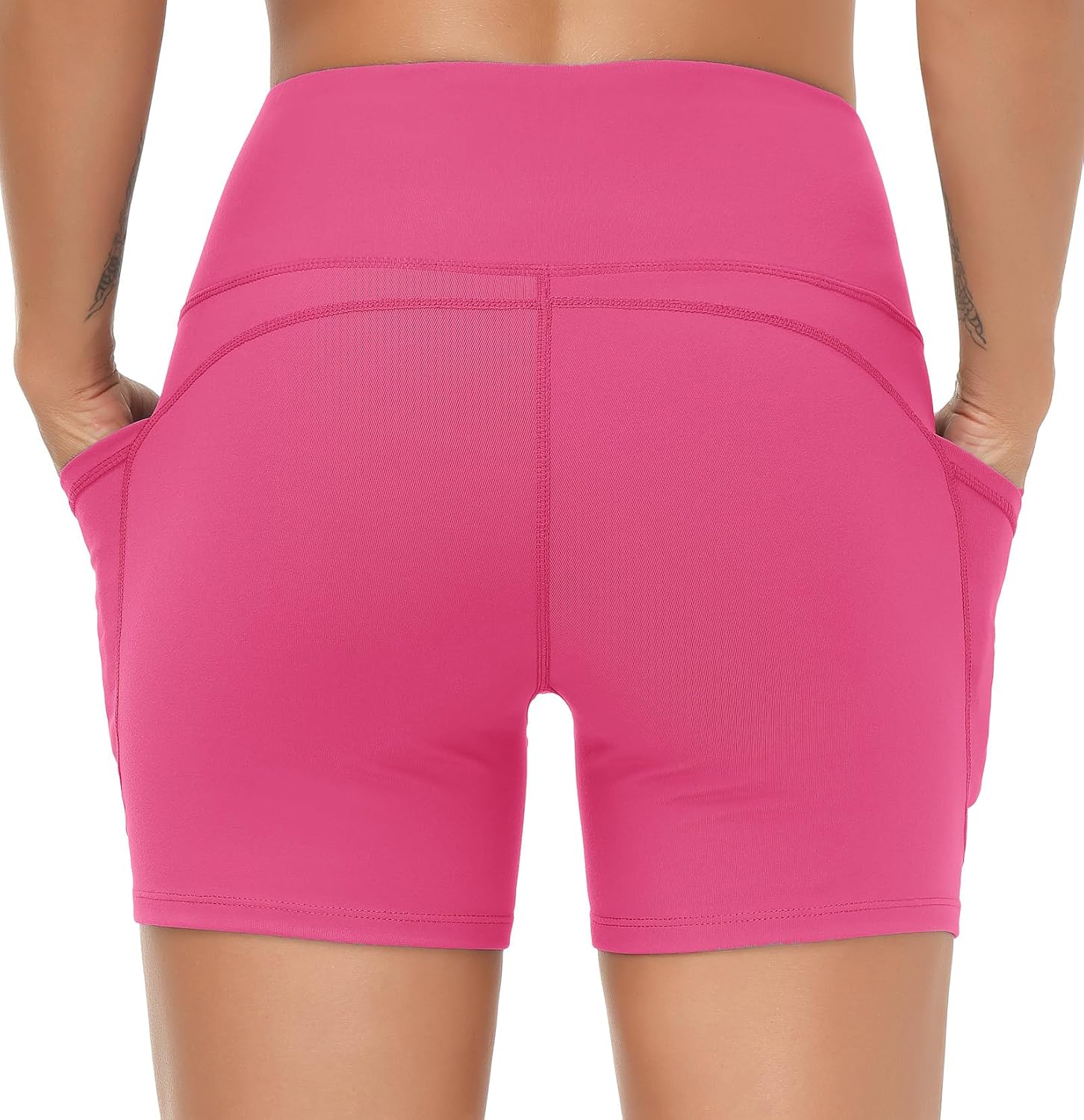Thumbnail 4 de THE GYM PEOPLE Women's High Waist Gym Shorts with 2 Deep Pockets and 4-Way Stretch