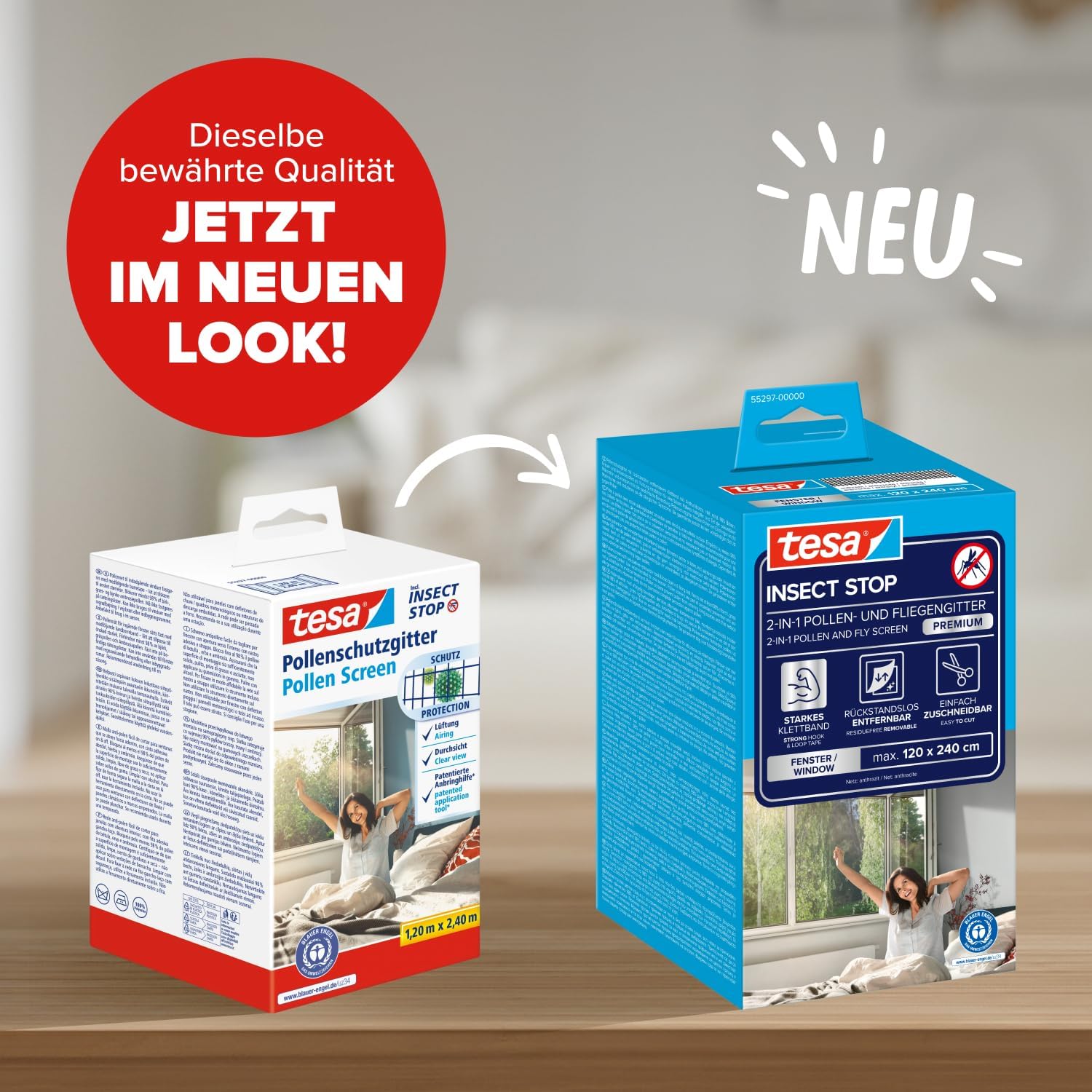 Thumbnail 1 de tesa INSECT STOP 2-in-1 Pollen- und Fliegengitter Premium (zuschneidbar) – Anthrazit, 120 x 240 cm