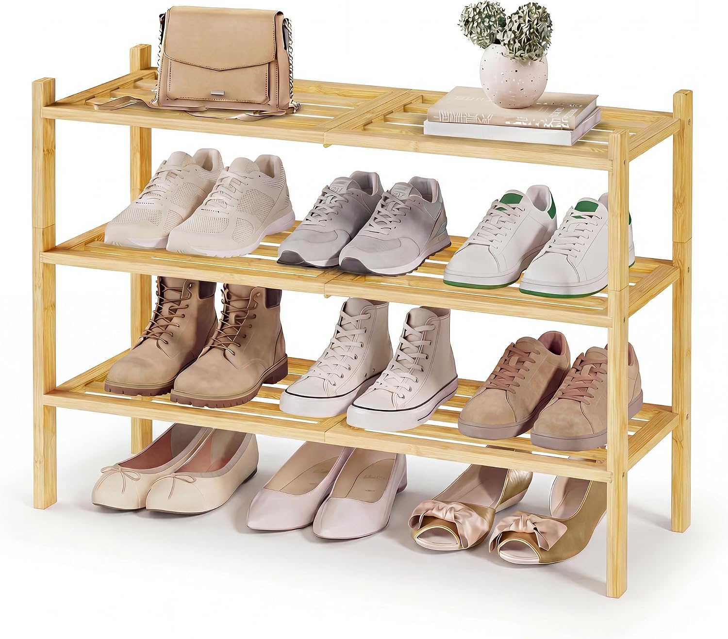 Detalle de SONGMICS Bamboo Shoe Rack