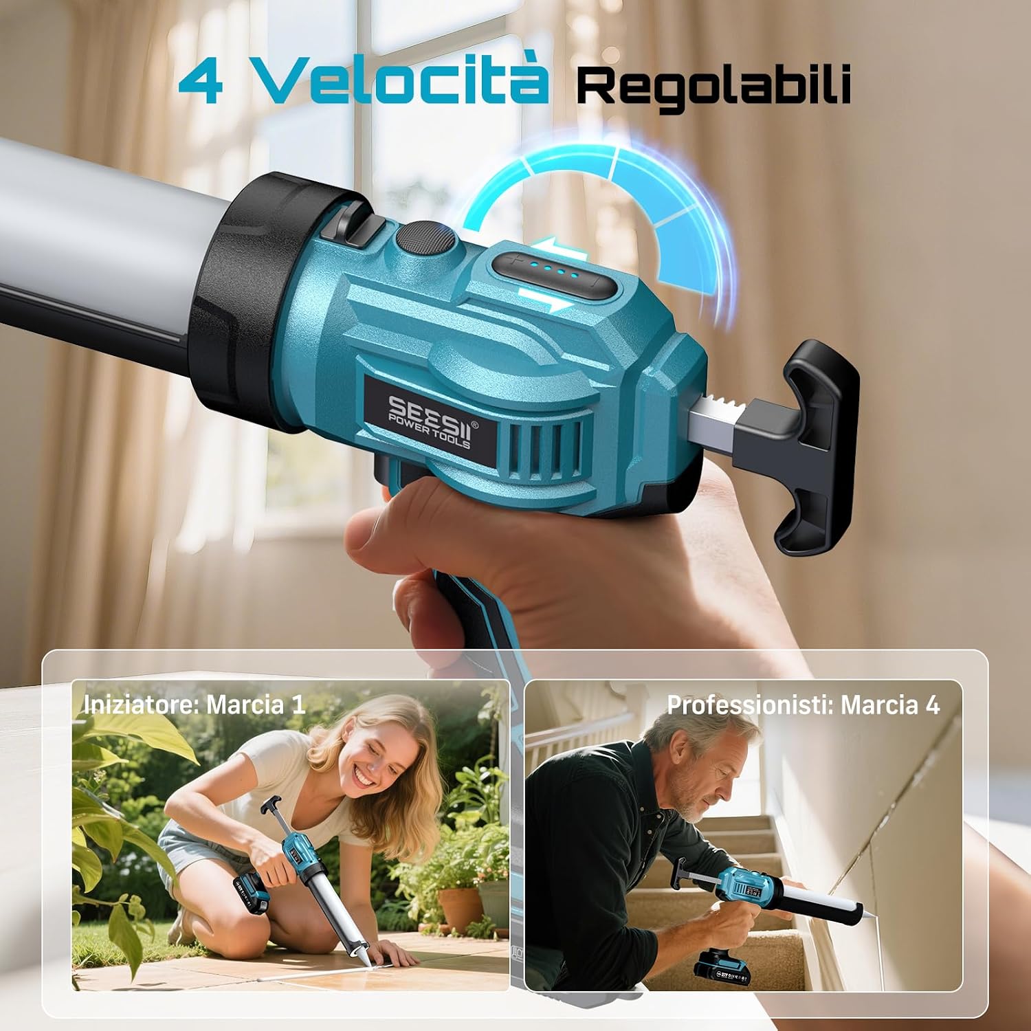 Detalle 1 de SEESII pistola silicone a batteria con LED