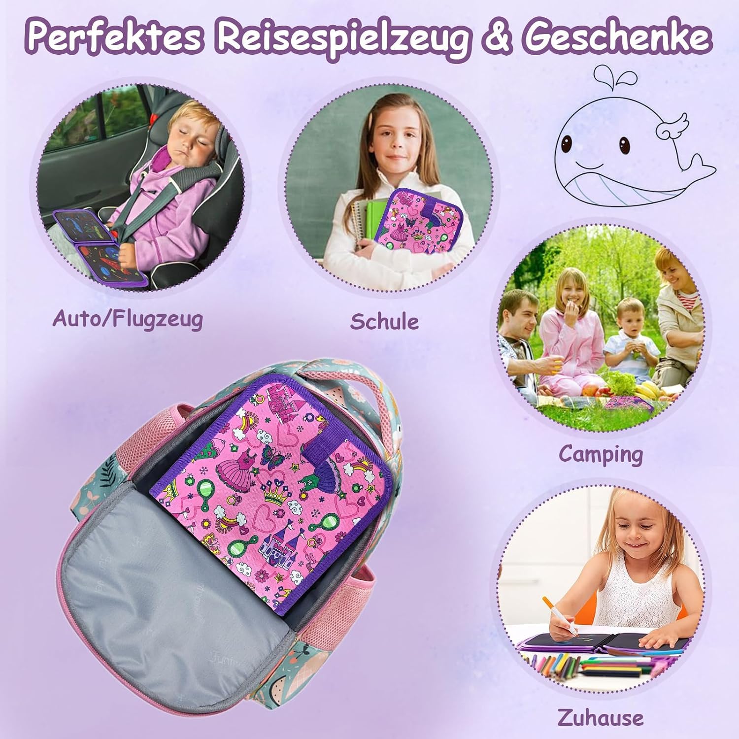 Detalle 2 de Funkprofi Malbuch für Kinder mit 12 Stiften – wiederverwischbar, tragbar und faltbar ab 2 Jahren