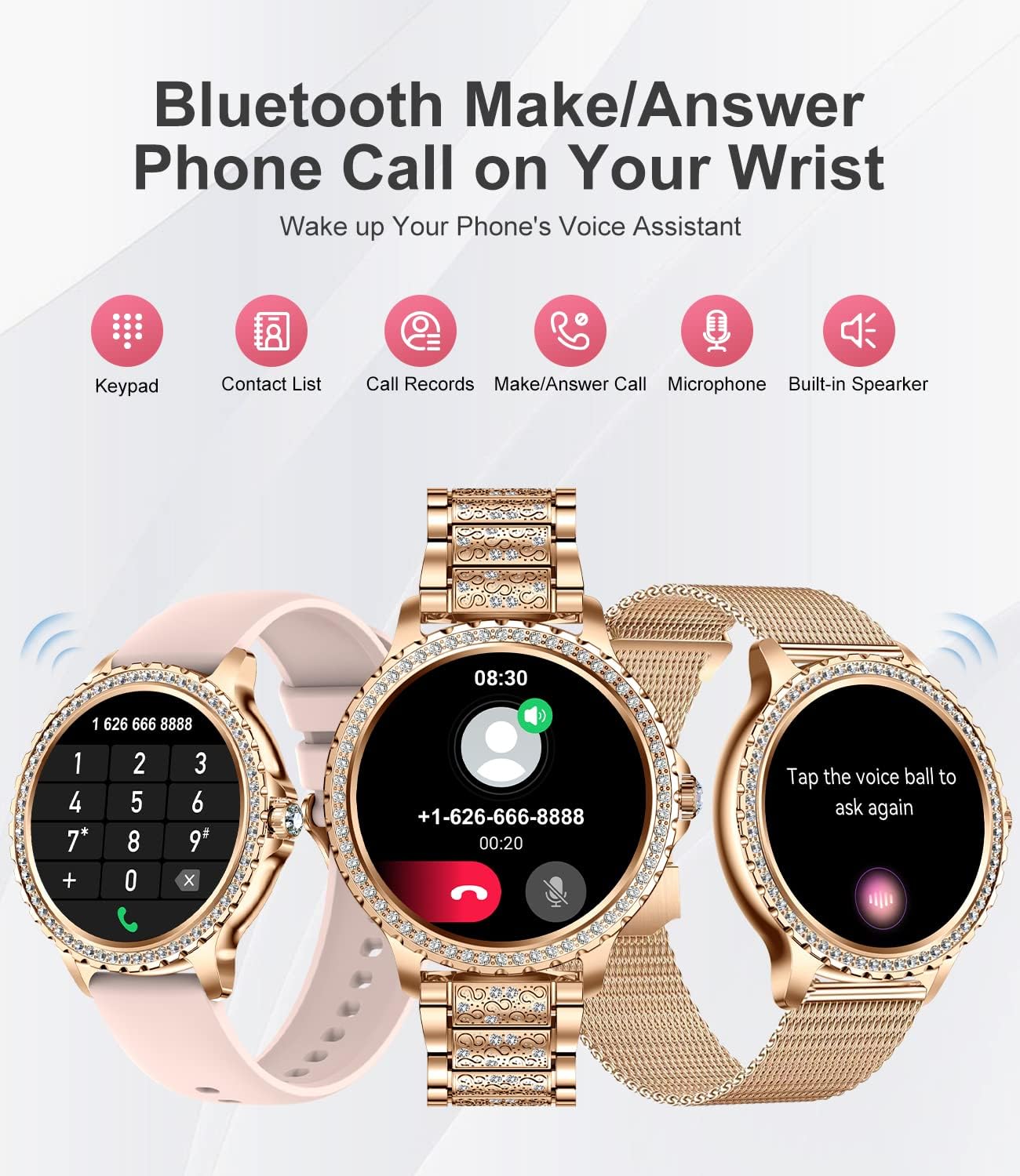 Thumbnail 1 de Diamond Ladies Smartwatch 1.32" HD, 100+ sports