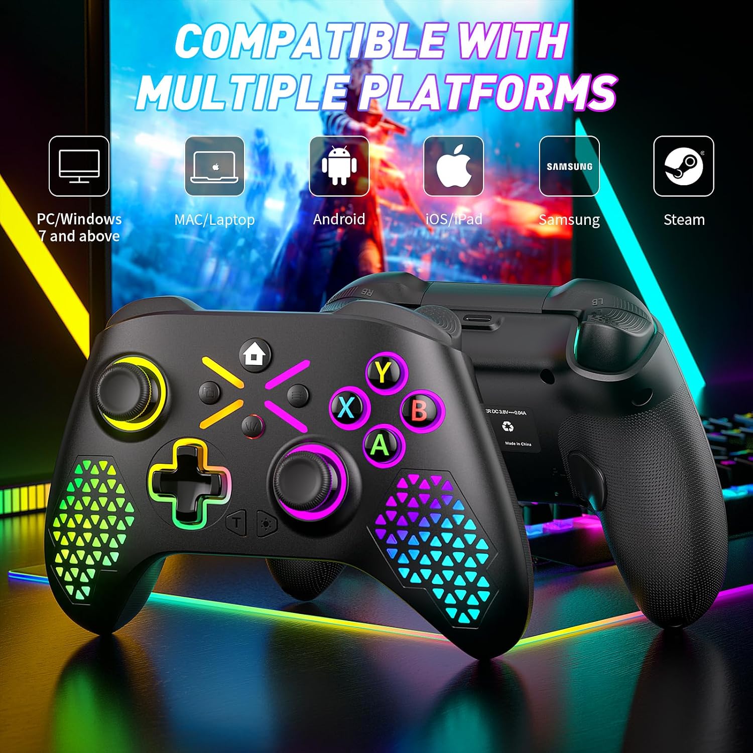 Detalle 2 de Gamrombo RGB Wireless Controller for Xbox Series X|S, Xbox One & PC