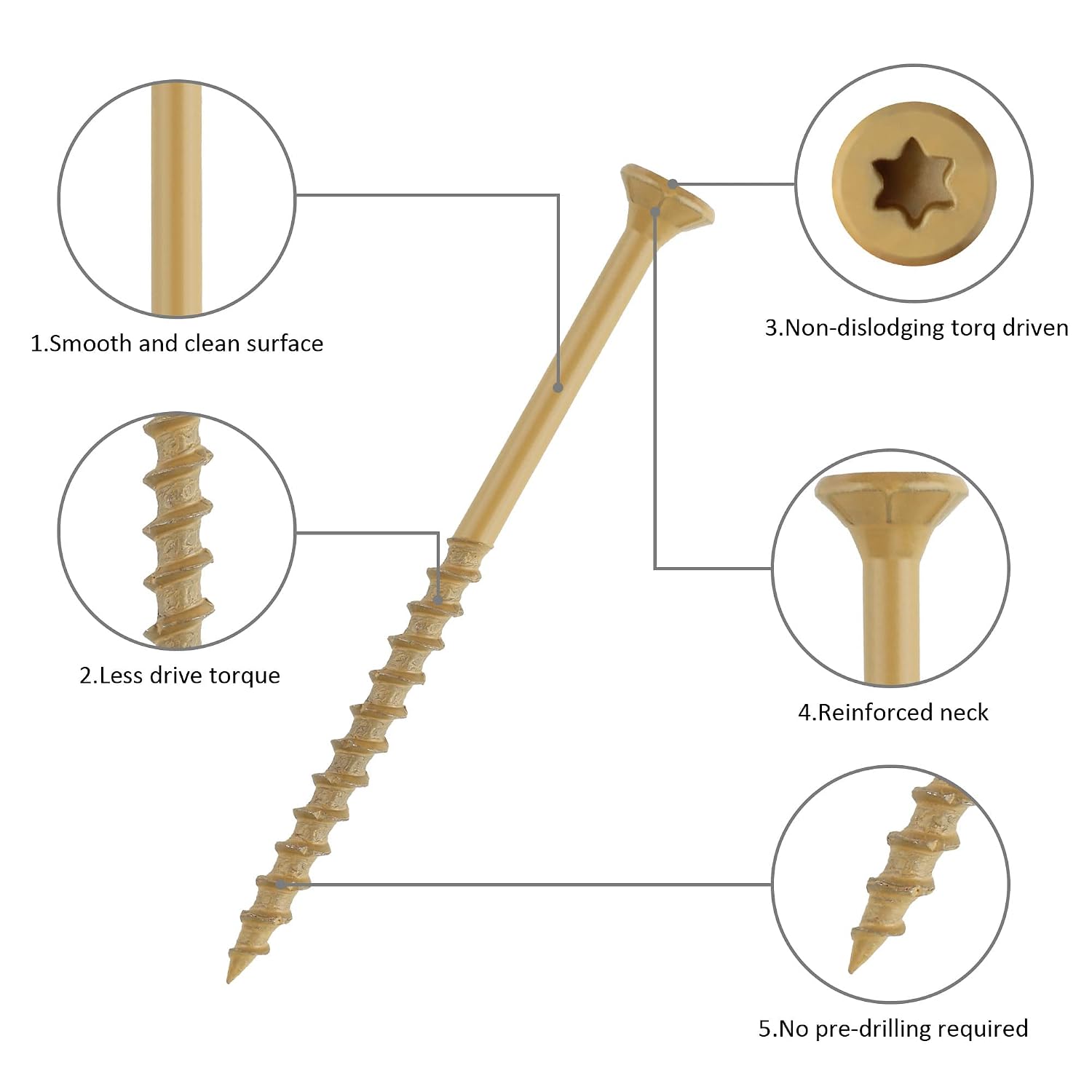 Detalle 1 de WELLOCKS LXB81B #8 x 1 in Tan Deck Screws with T25 Bit