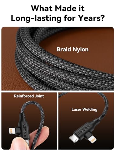 Detalle de ASICEN 100W 2-in-2 Multi Charging Cable, 90° Connector, 1.8m