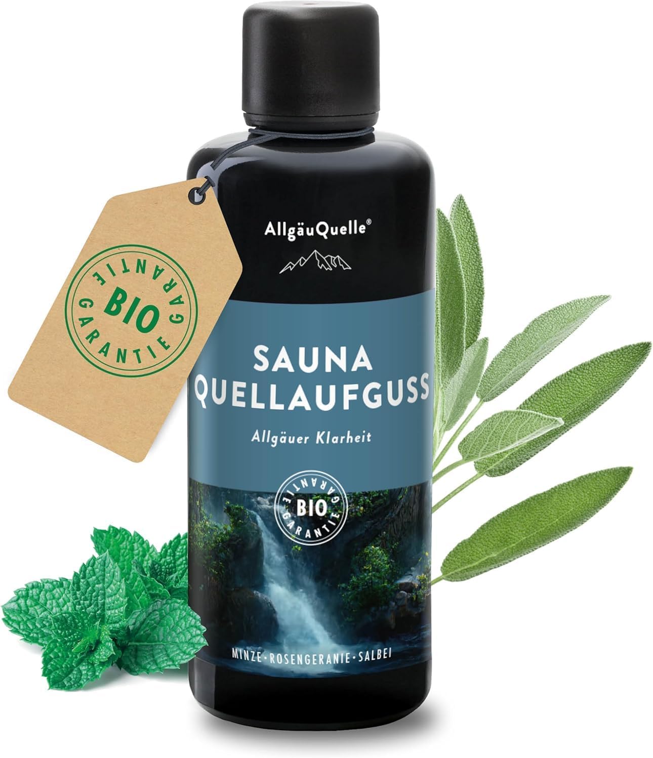 Detalle de AllgäuQuelle Saunaduft Aufguss mit 100% Bio Öl – Duftvarianten für echte Sauna-Fans, 100 ml