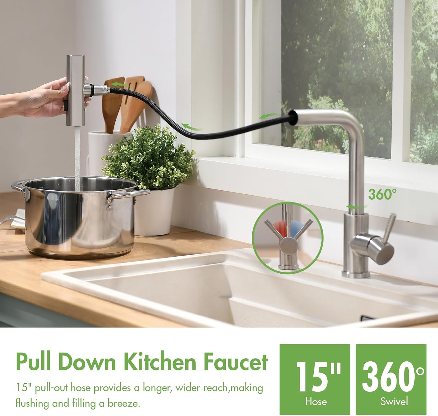 Detalle 2 de CENOSA Kitchen Faucet with Pull-Down Spray 🚰
