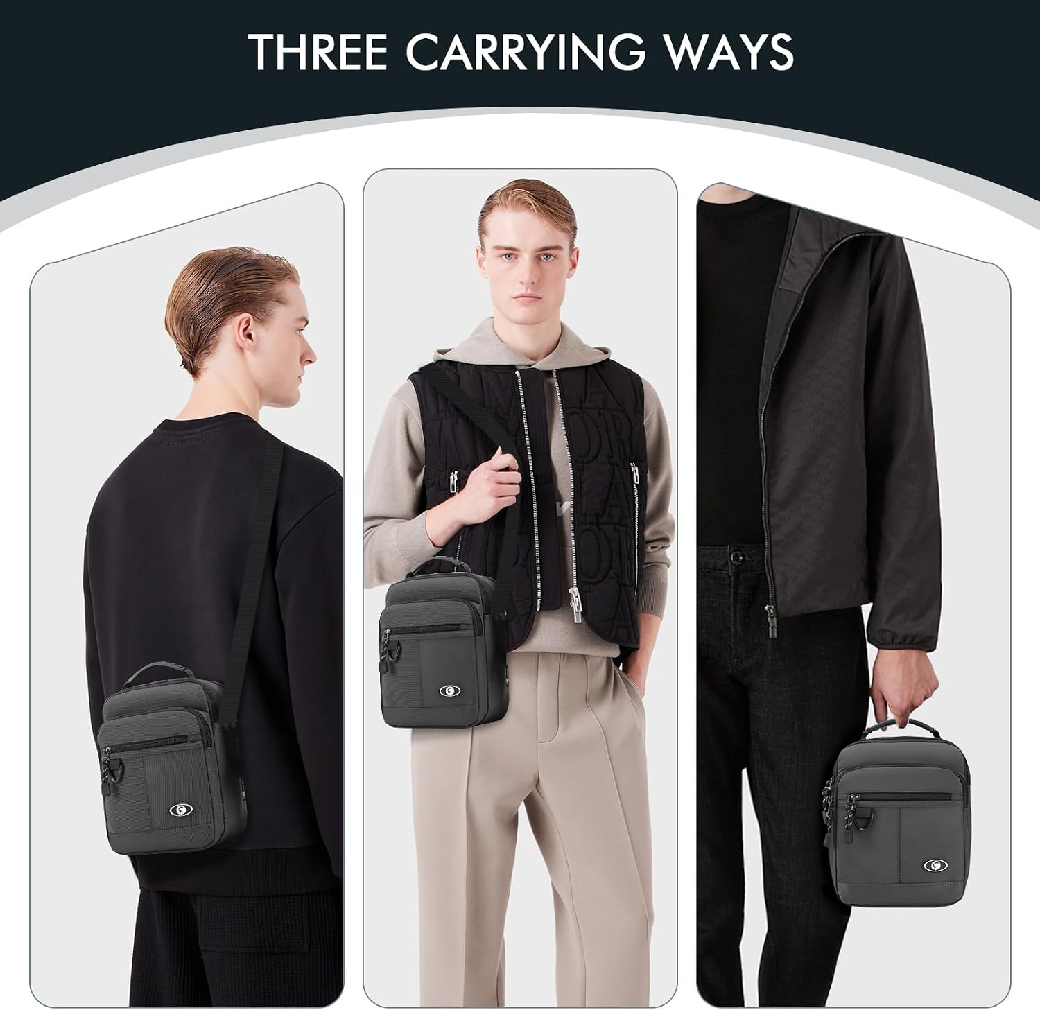 Thumbnail 5 de BAGZY Oxford Shoulder Bag for Men, 9.7-inch Tablet Fit, 150 cm Strap