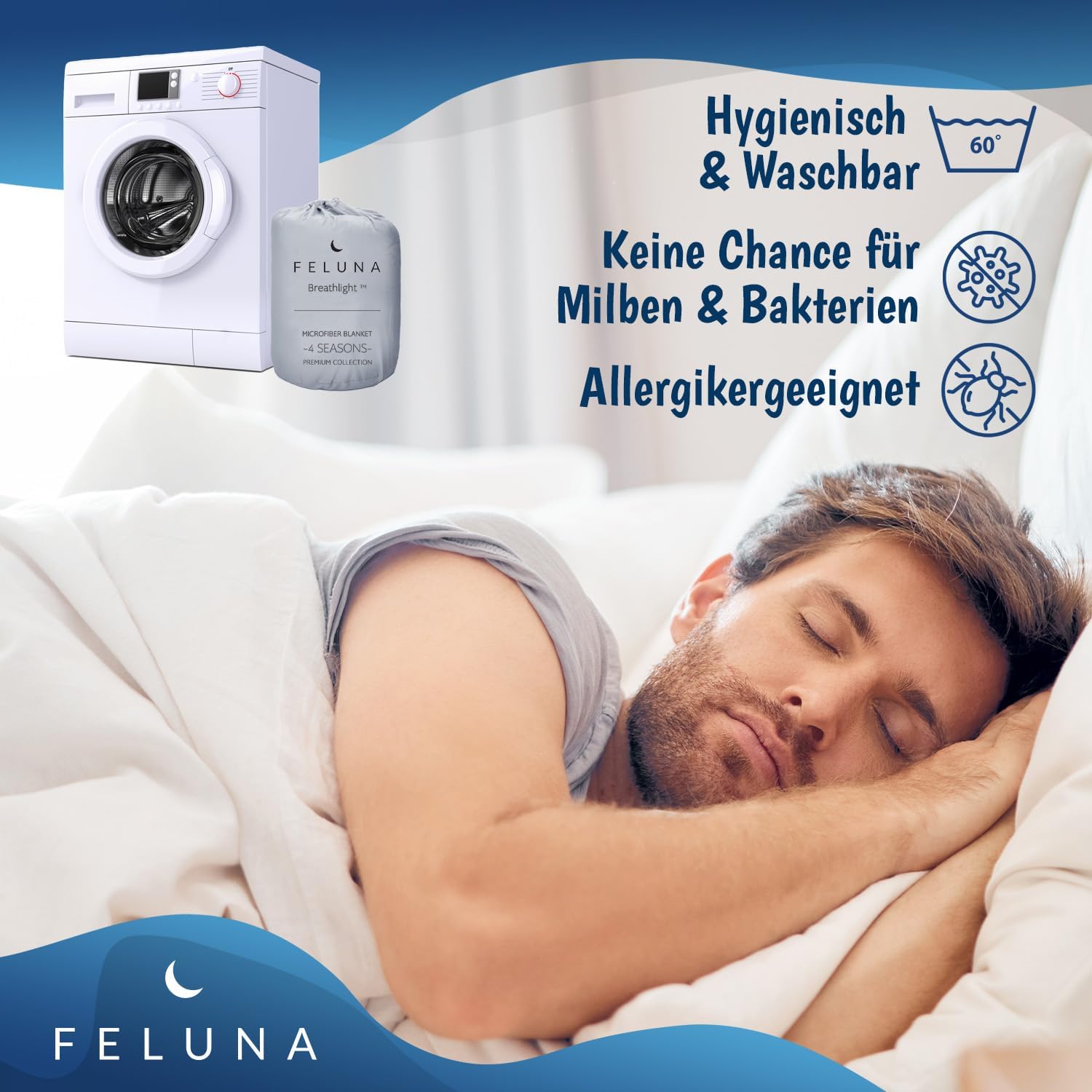 Thumbnail 5 de Feluna® 4 Seasons 2-in-1 Duvet, Washable Polyester, 155 x 220 cm
