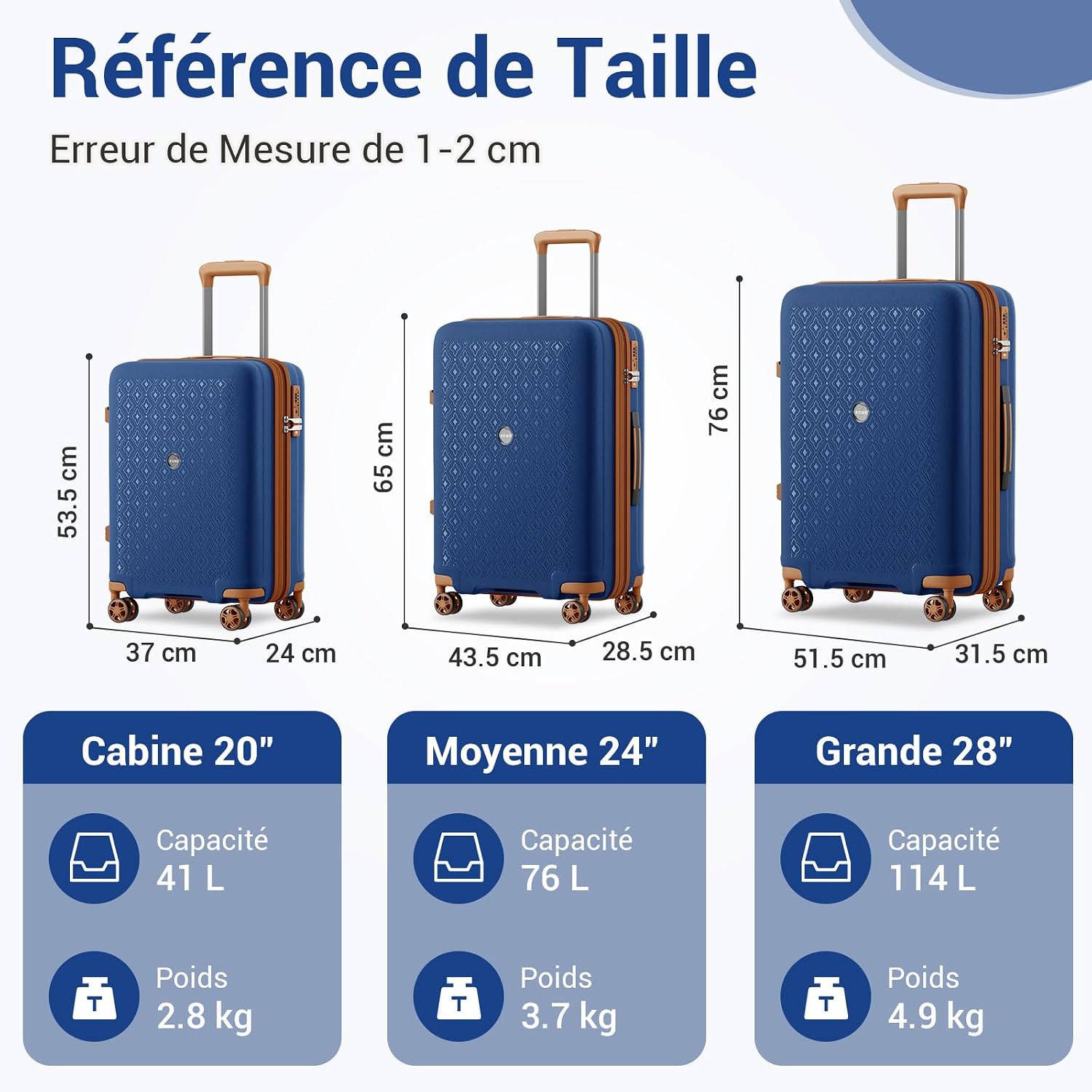 Detalle 2 de Kono Valise Grande Taille Extensible – Valise Soute à Roulettes 4 Spiners en Polypropylène