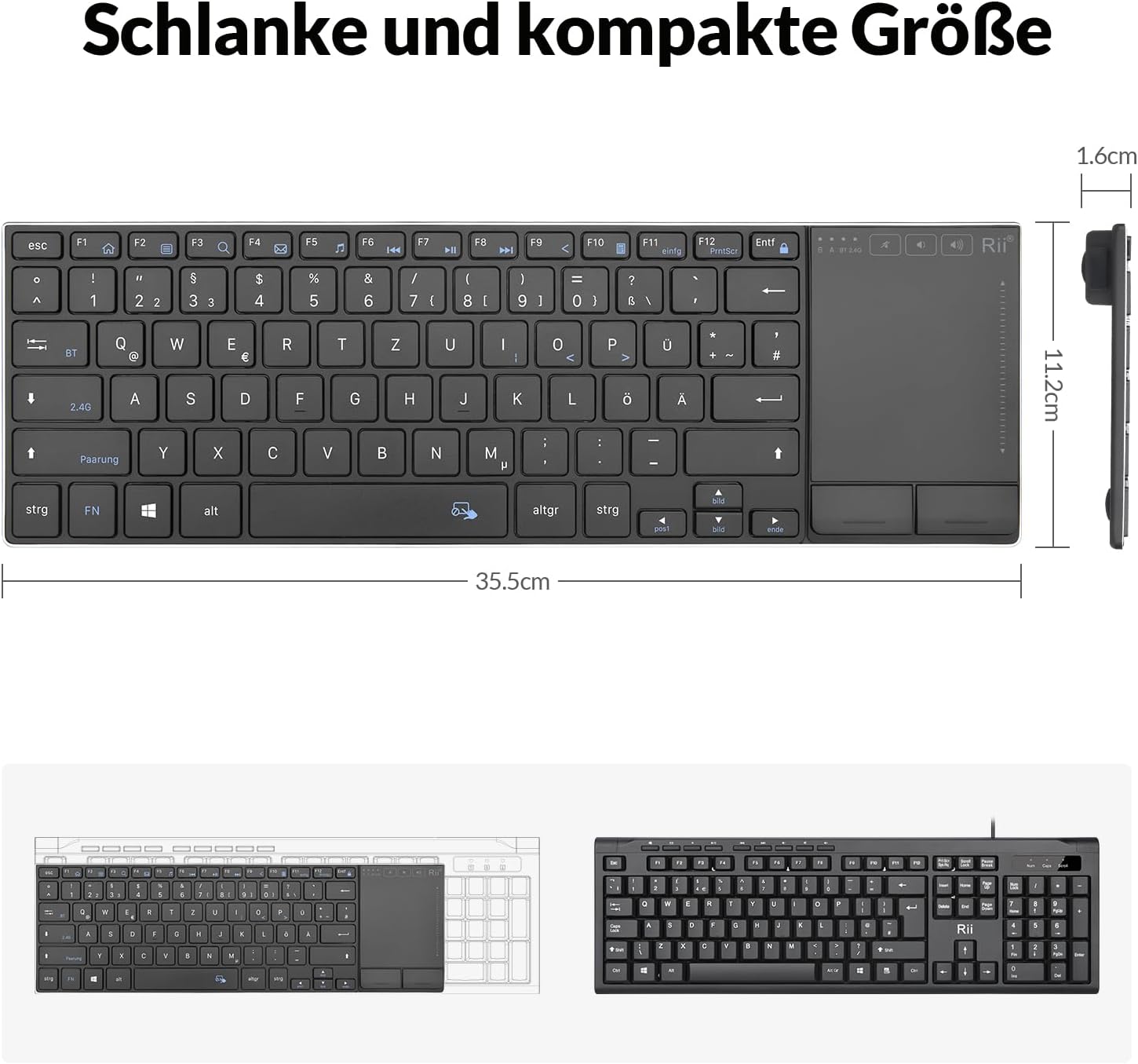 Thumbnail 6 de Rii Kabellose Tastatur 385 g