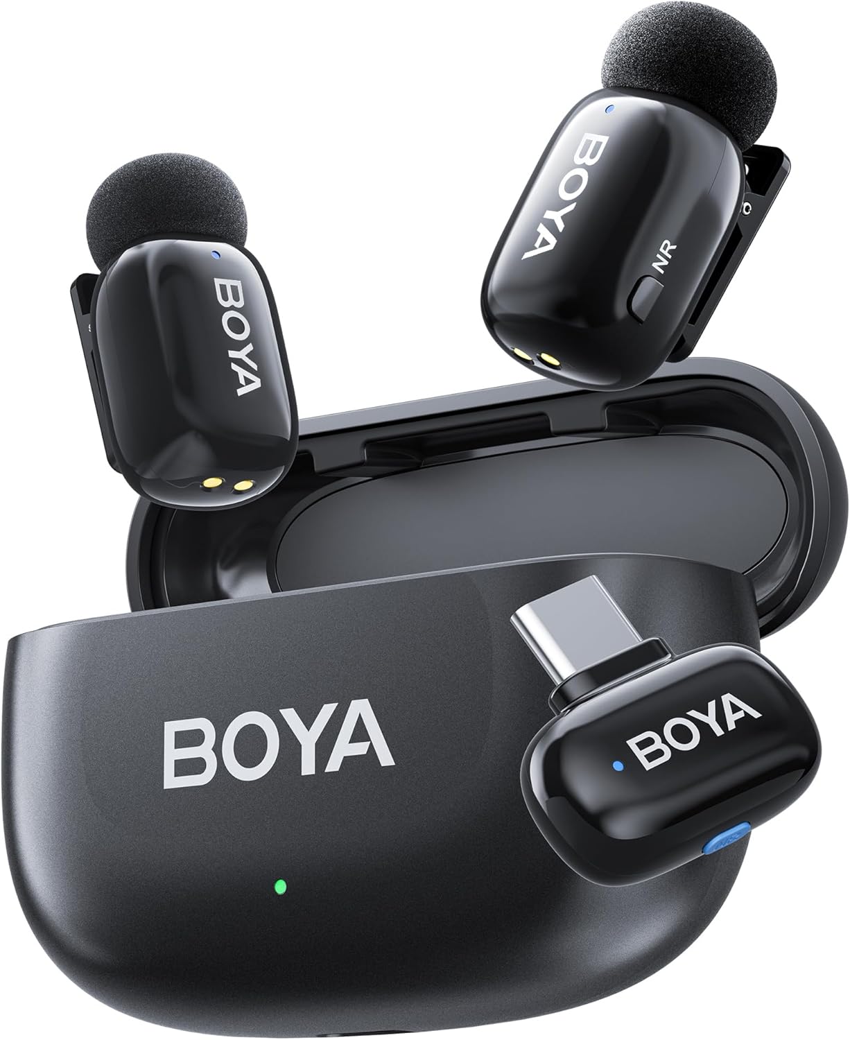 Detalle de BOYA Mini 2 Mikrofon Handy – kabelloses Lavalier für iPhone 15/16/17 & Android USB‑C