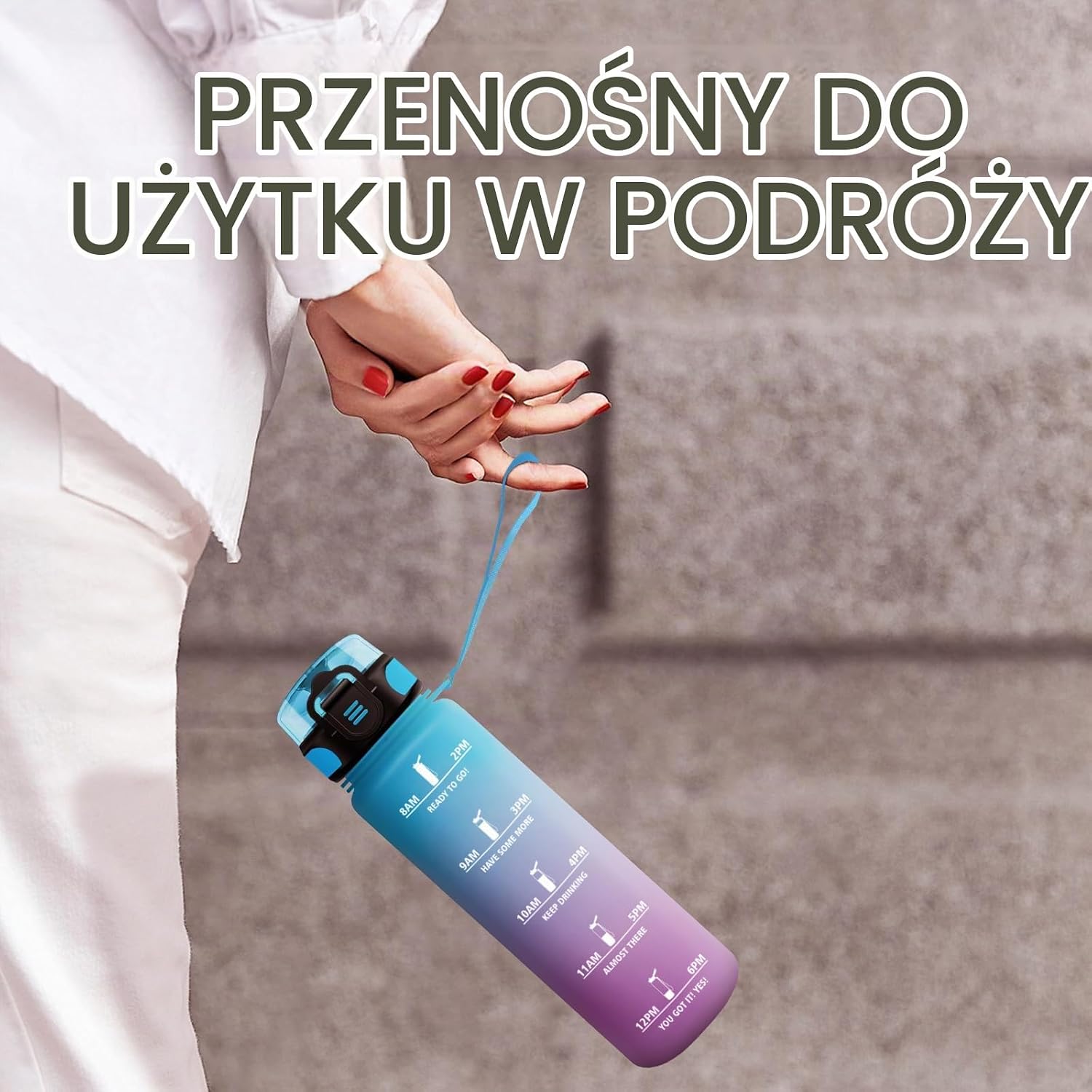 Detalle de KollyKolla KK-SHZYG – butelka dla dzieci 500 ml z blokadą wycieków i znacznikami czasu