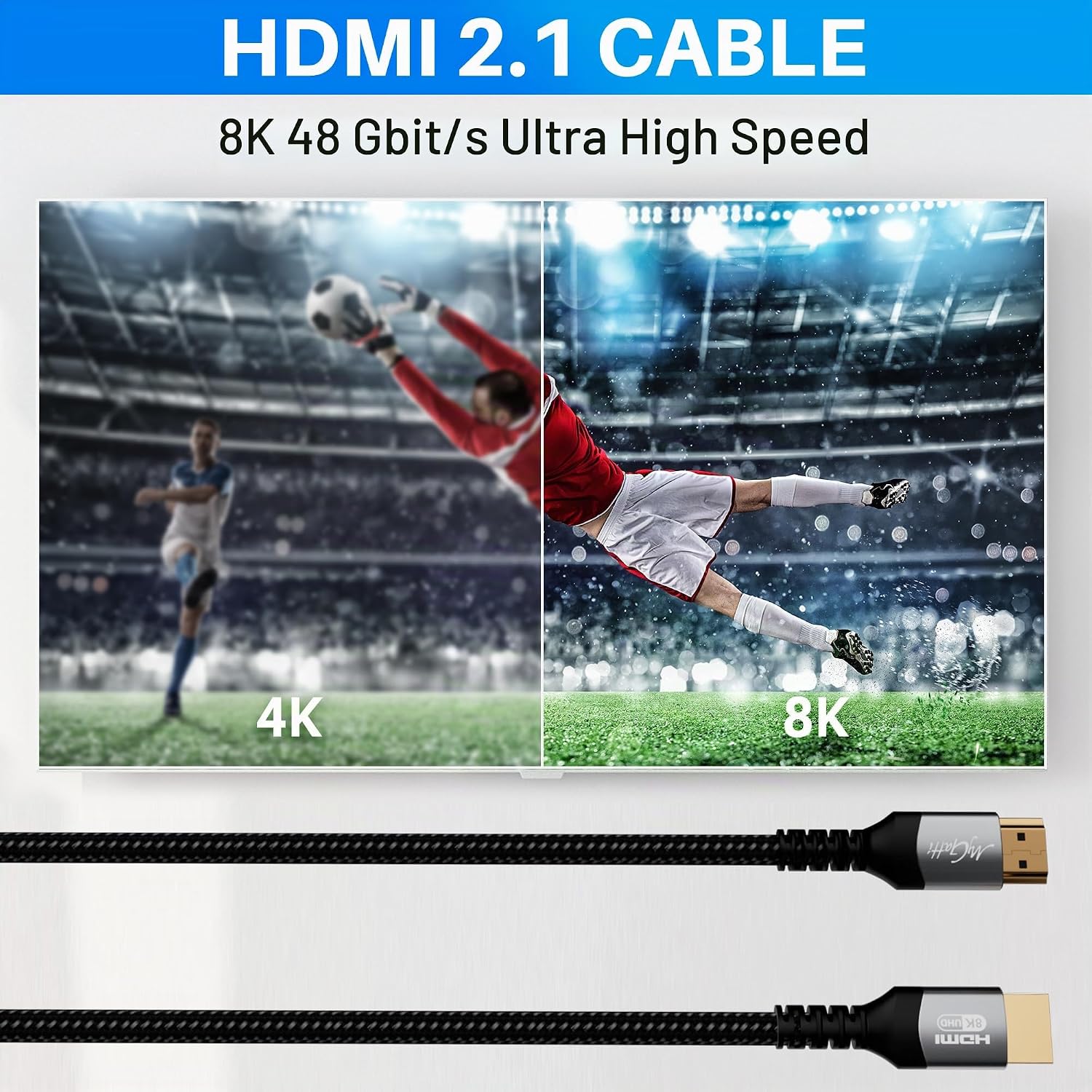 Thumbnail 2 de Mygatti HDMI 2.1 8K Ultra High Speed Kabel, 0,5 Meter (zertifiziert) – 2er-Set für 4K@120Hz/8K@60Hz, eARC, HDR10+