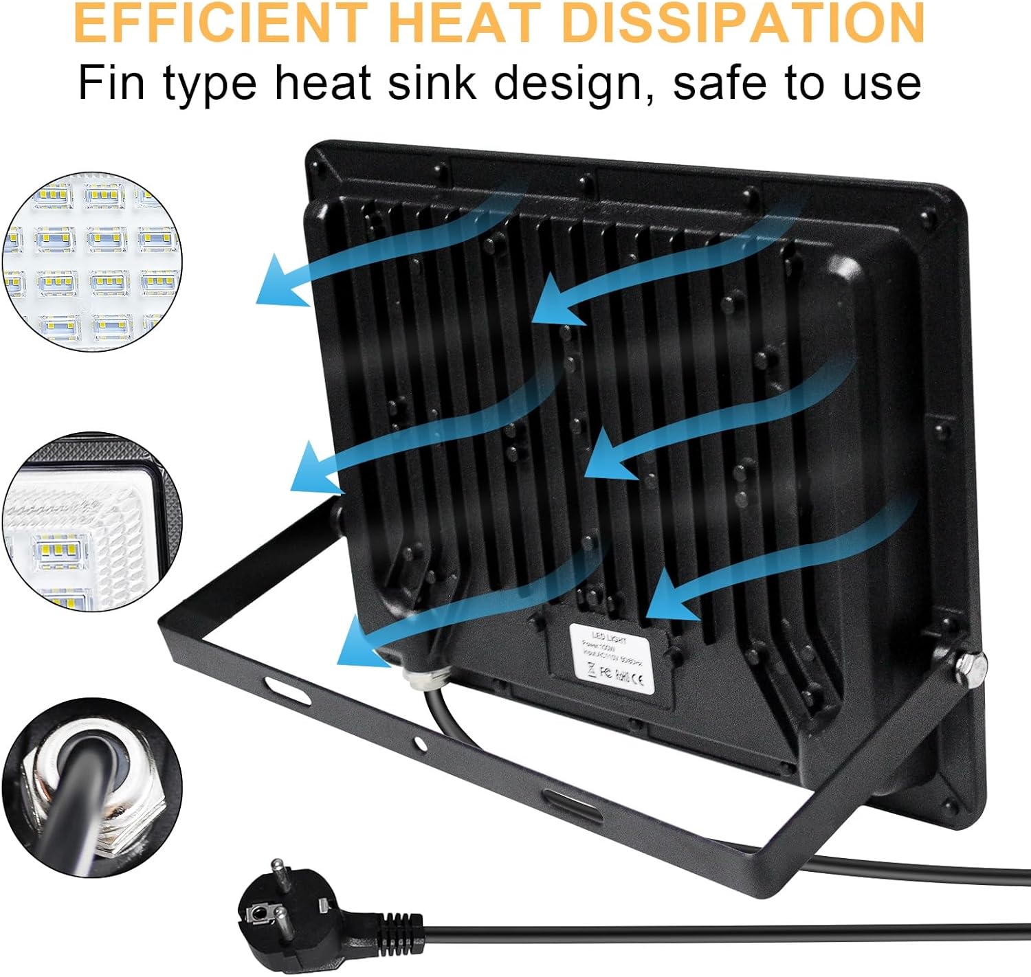 Detalle 2 de CREATESTAR Faretto LED da esterno 100W (2 pezzi) 10.000 lm 6500K IP66