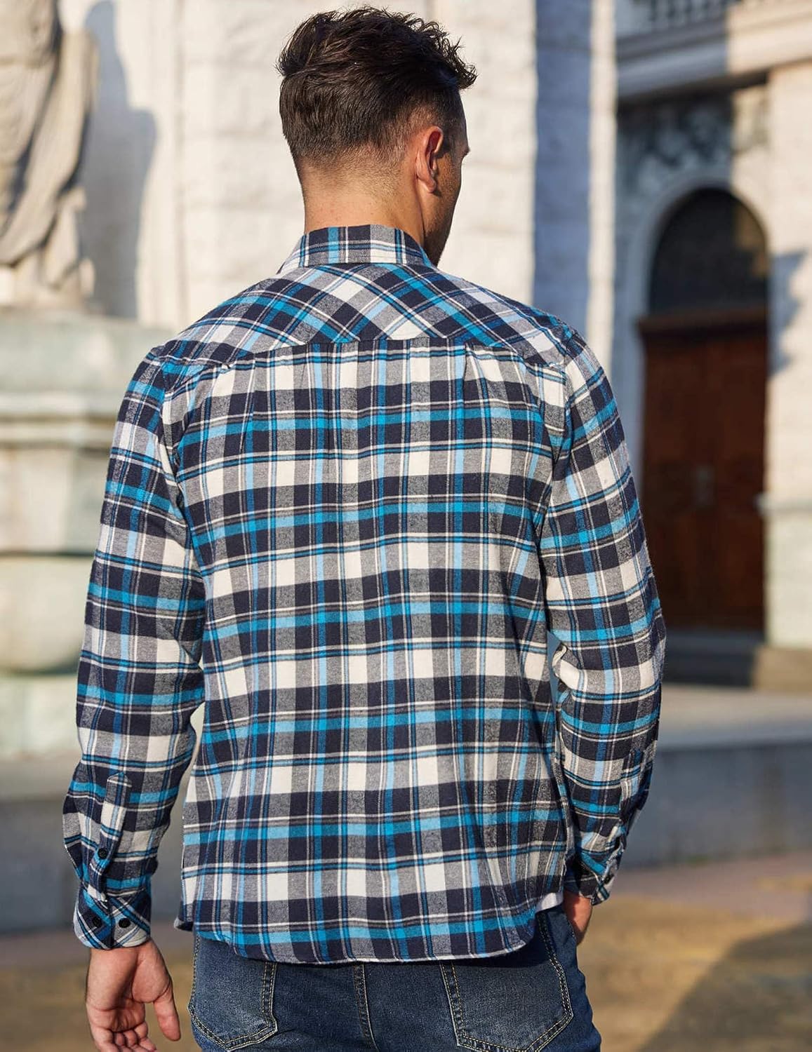 Detalle 2 de COOFANDY Flannel Shirt Casual Cotton Pocket