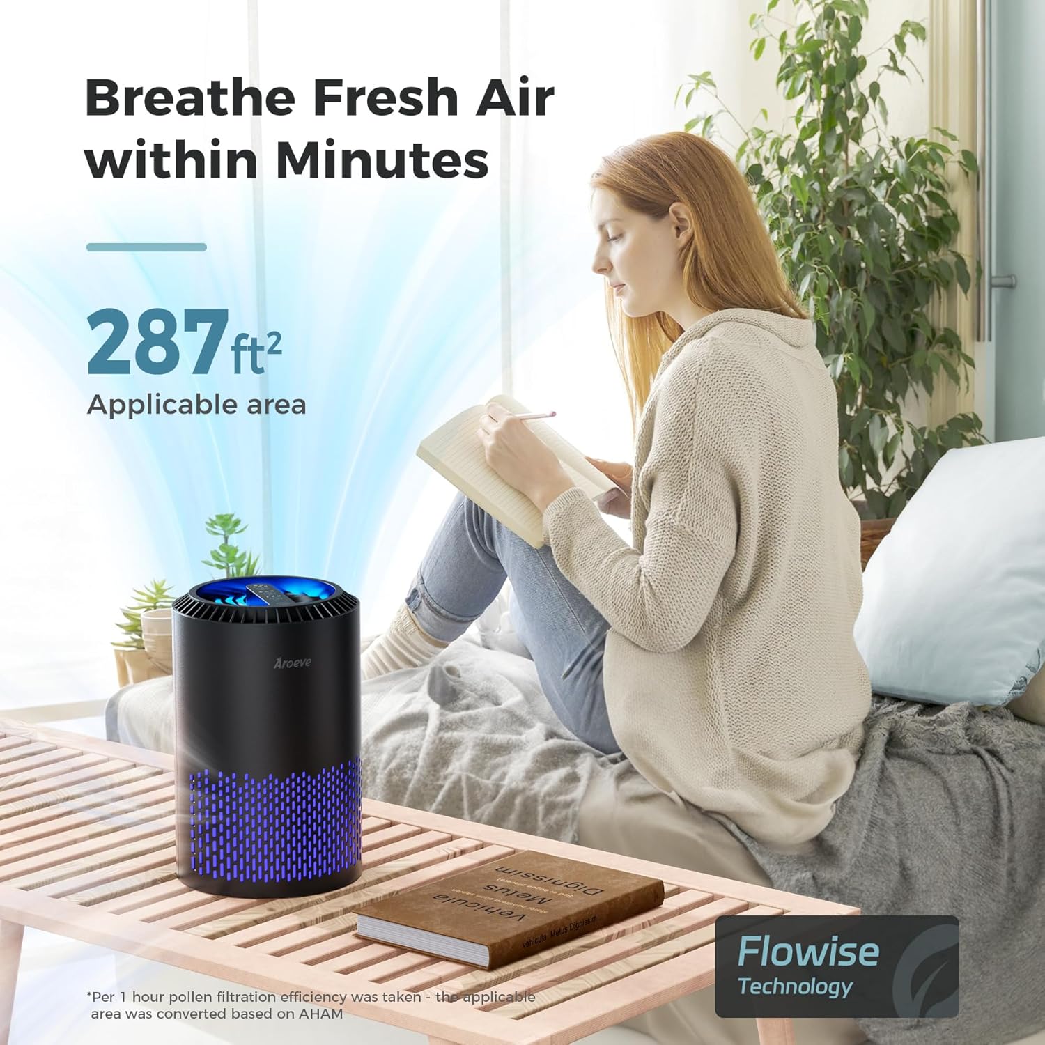 Detalle 2 de AROEVE Air Purifier for Bedroom MK01- Black 🕯