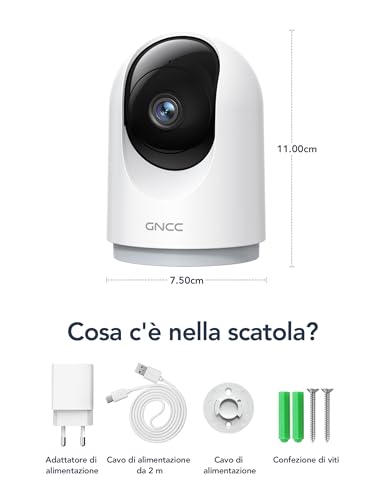Thumbnail 8 de GNCC 2K 3MP Telecamera Wi-Fi Interno Pack da 2 — visione notturna, copertura 360°