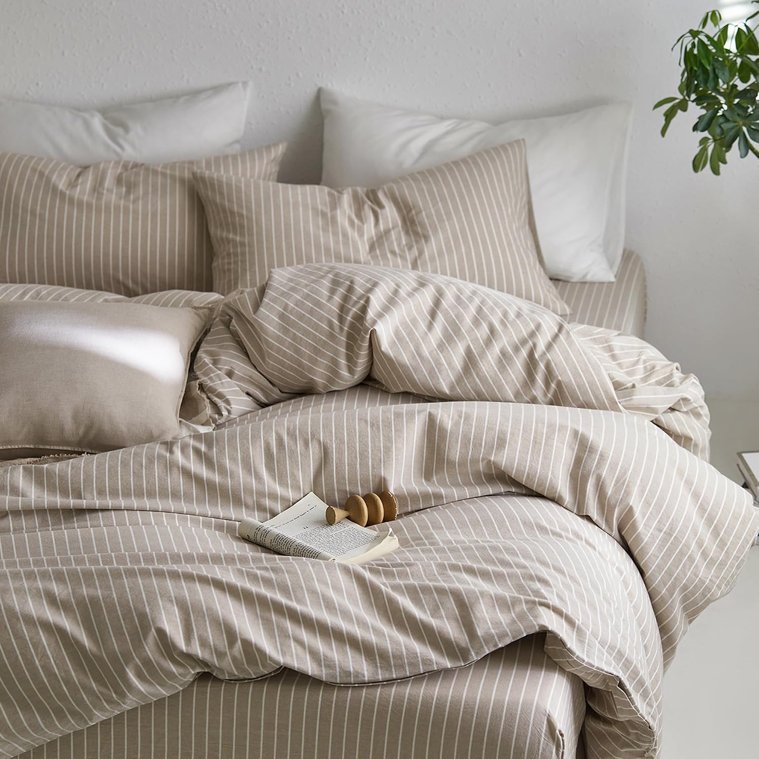 Thumbnail 4 de MooMee Striped Duvet Cover Set Super Queen 90x98