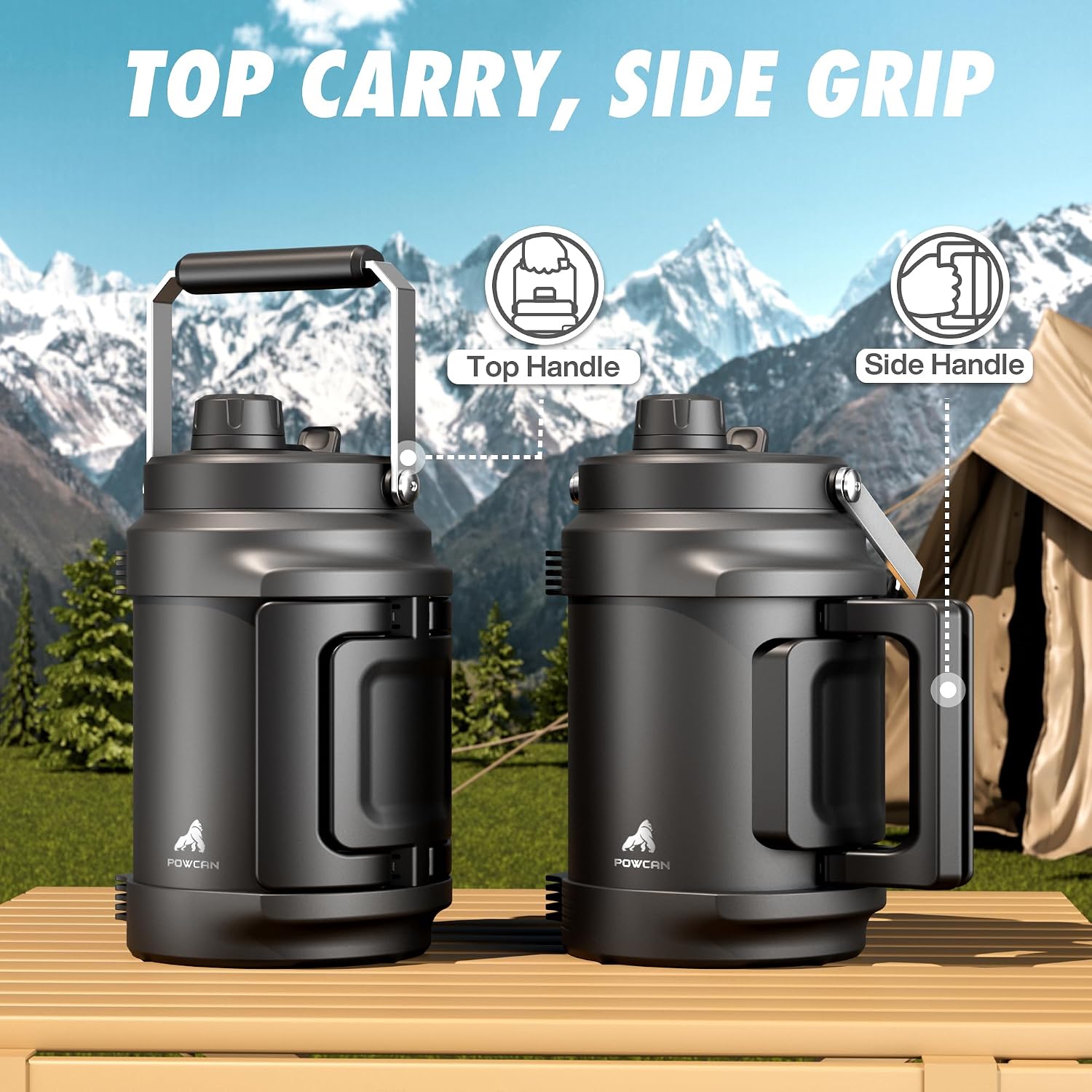 Detalle de POWCAN giwj-64oz1p-BK 64 oz Insulated Water Bottle with Dual-Mode Lid