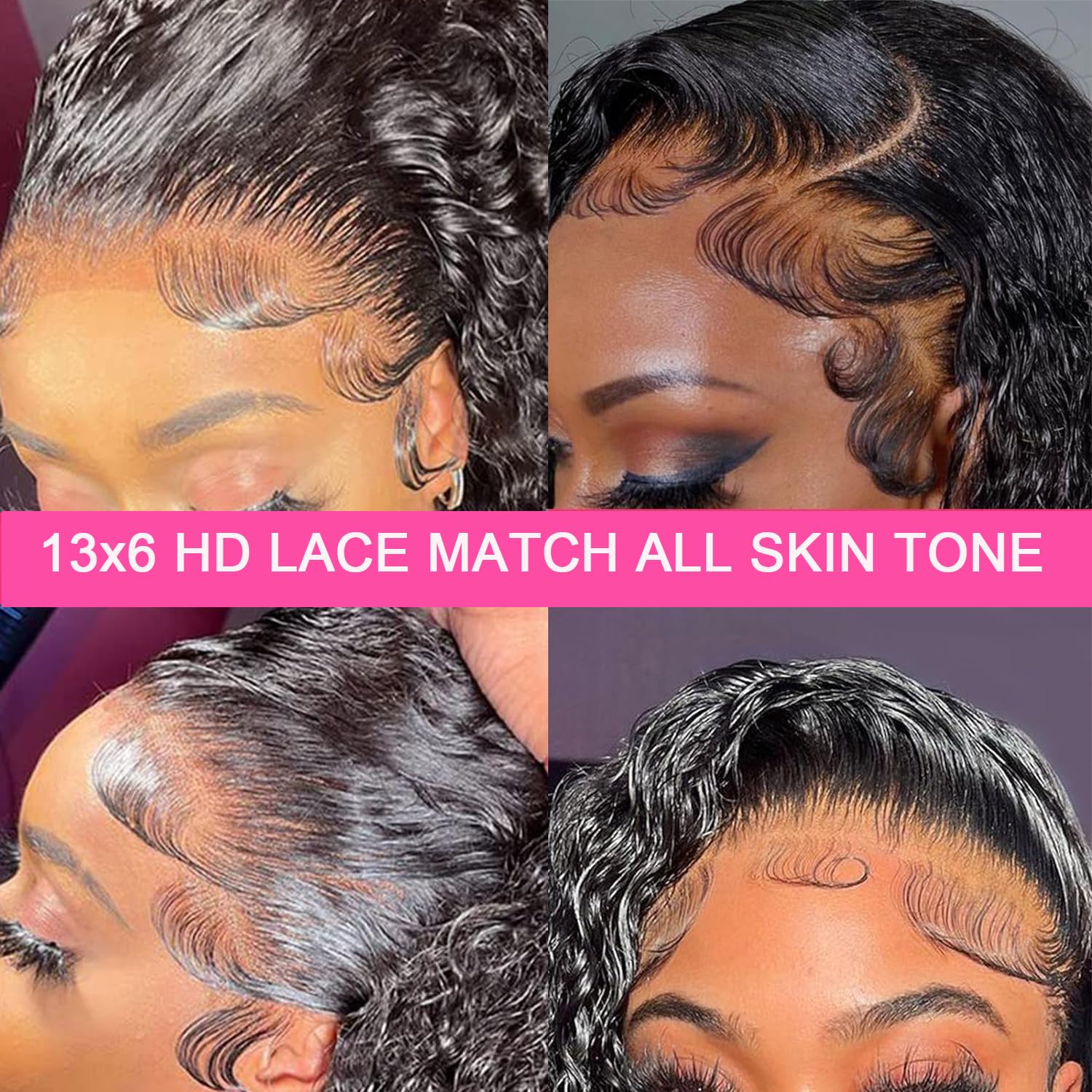 Detalle de TONHONK 30-Inch Deep Wave Lace Front Wig (13x6 HD Lace, 200% Density, Human Hair, Glueless)