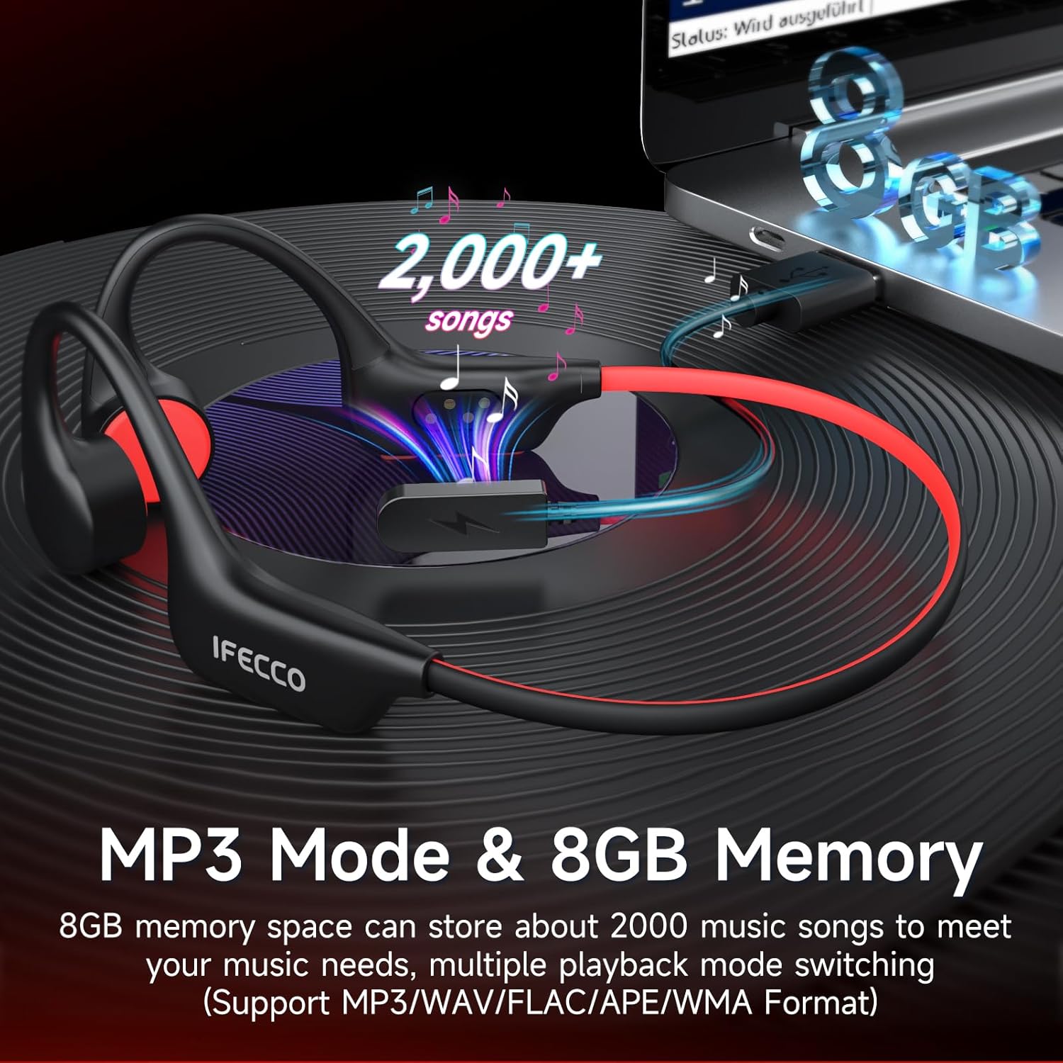 Detalle 2 de IFECCO Kopfhörer Schwimmen Bluetooth 6.0 8 GB