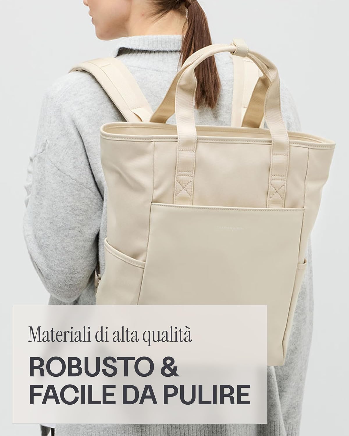 Thumbnail 5 de Kapten & Son Lindby Sandstone 18 l – Zaino 2 in 1 beige con fissaggio al trolley e tasca porta bottiglia