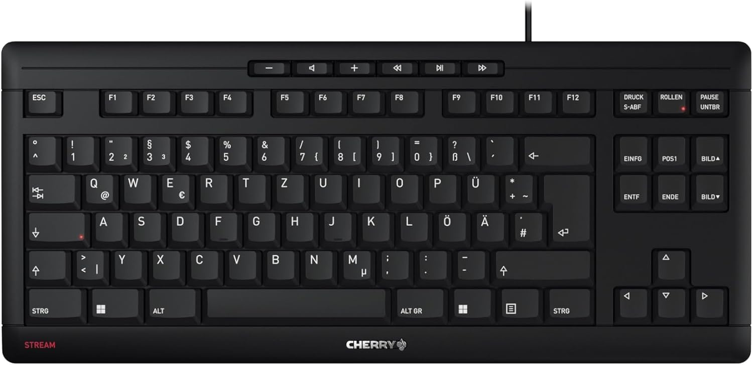 Thumbnail 6 de CHERRY Stream Keyboard TKL – kabelgebundene TKL-Tastatur ohne Nummernblock (deutsches QWERTZ, leiser Tastenanschlag), Weiß-Grau