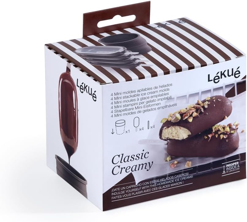 Detalle 2 de Lékué Set 4 Stück Creamy Eisform plus Silikonbehälter – Silikon, BPA-frei, mikrowellen- sowie ofengeeignet