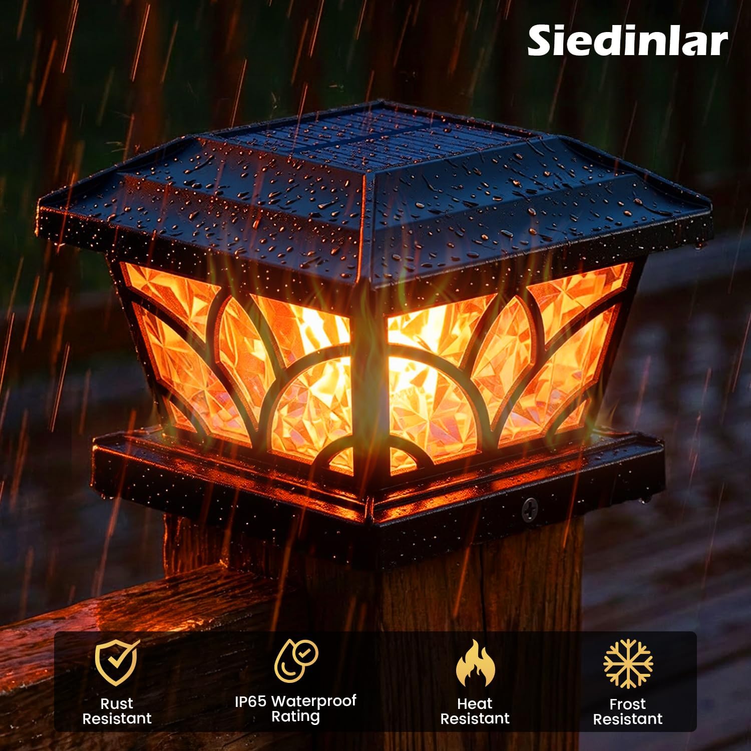 Detalle 2 de SIEDiNLAR Solar Post Cap Lights 4 Modes