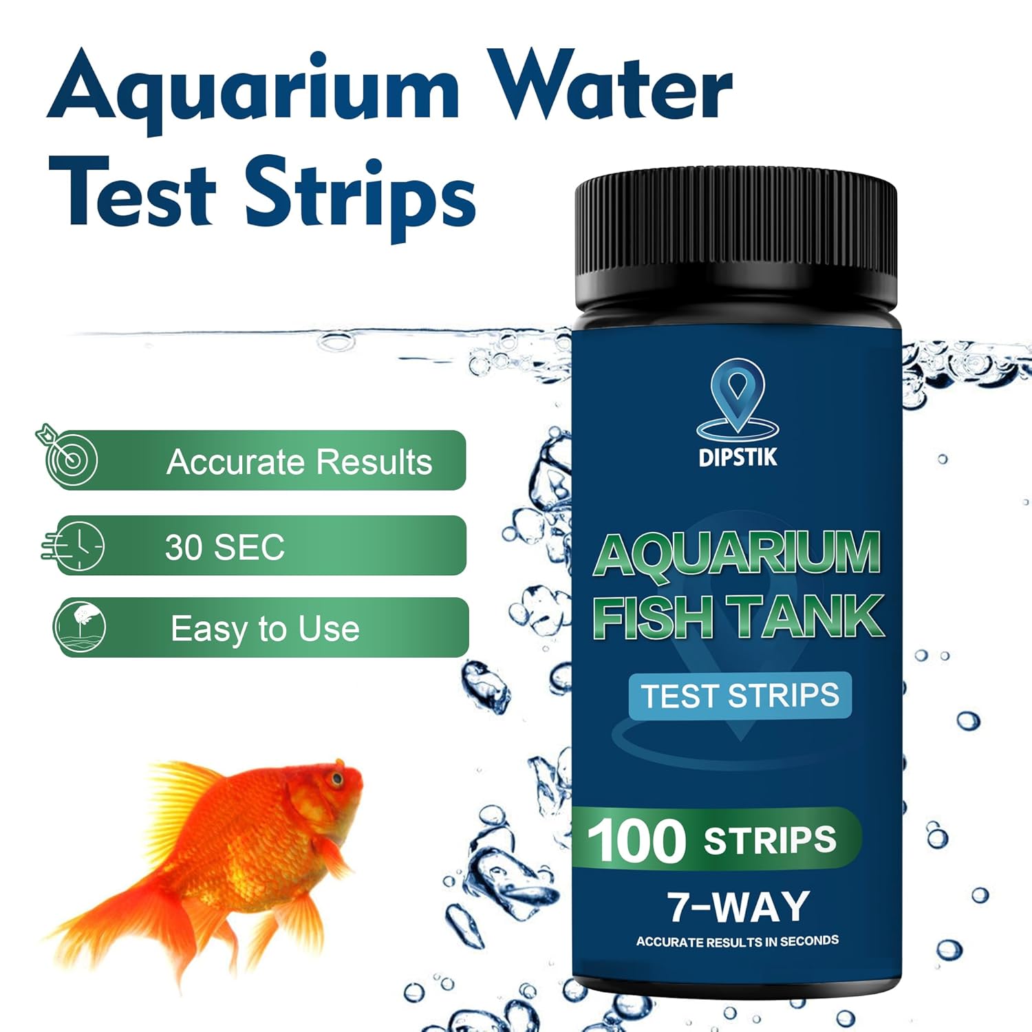 Detalle de Aquarium Ammonia Test Strips 8-Way Fish Tank Test Kit (50 strips)