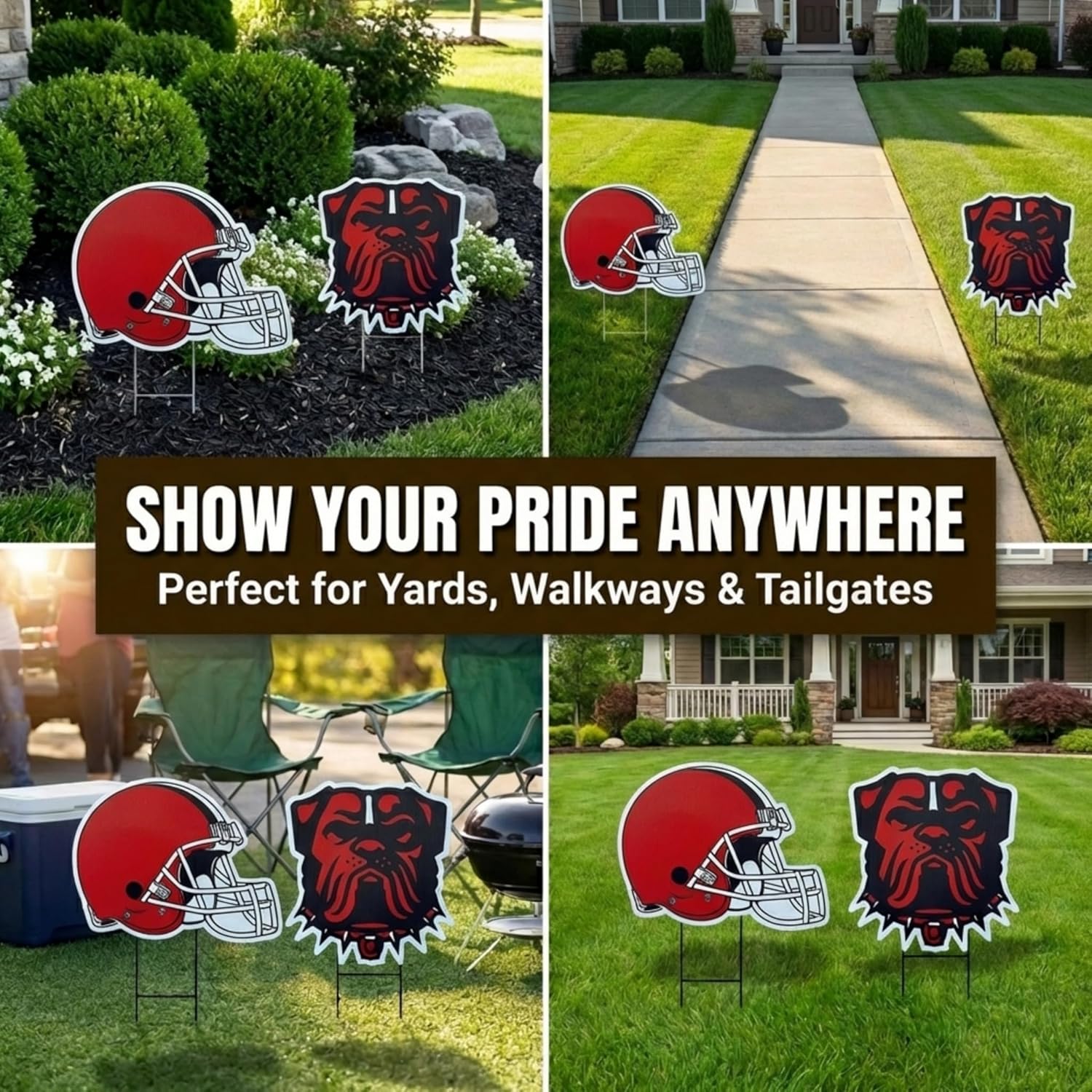 Detalle de Proformance Home NFL Logo & Helmet 2-Pack Yard Sign Set (Cleveland Browns)
